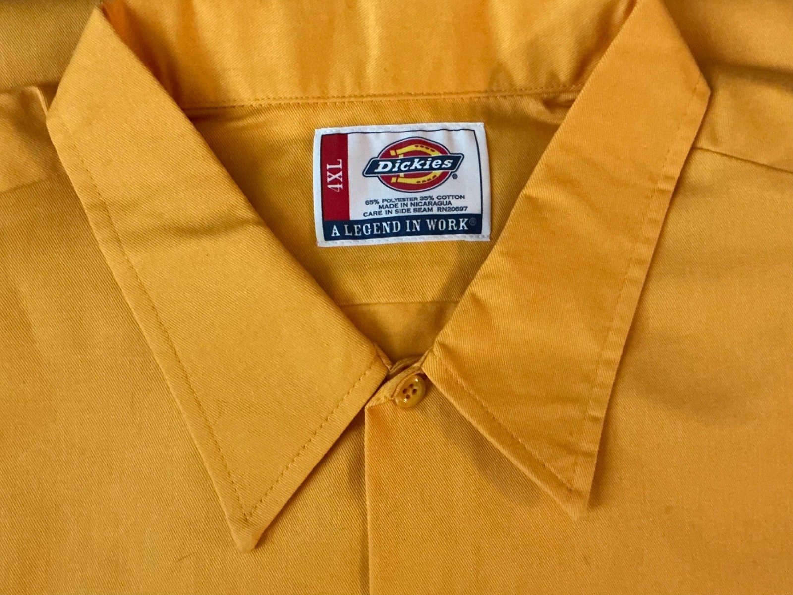 Dickies mens yellow gold 1574 twill button down work shirt sizes 3X,4X,5X