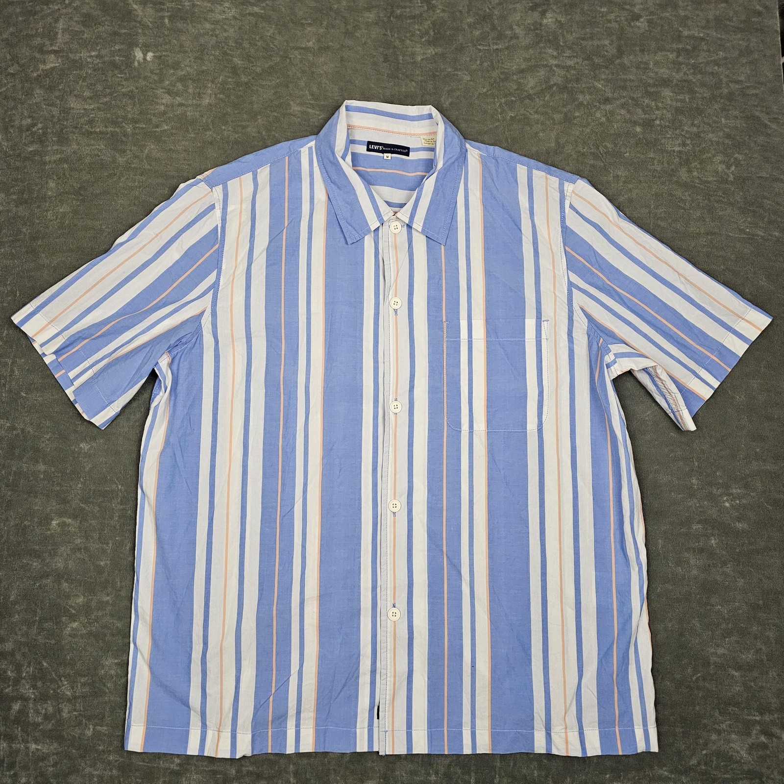 Levi’s Made & Crafted Shirt Mens Medium Blue White Striped LMC Manhattan Cotton