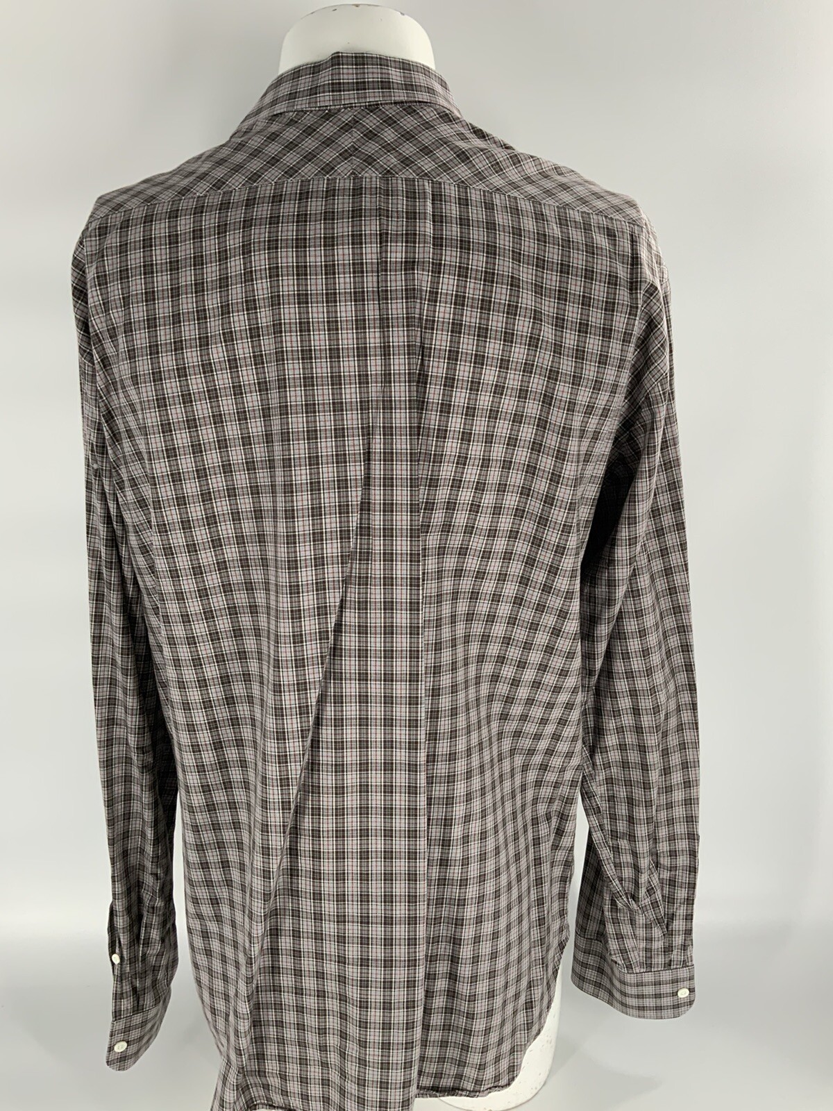 Billy Reid Standard Cut Button-Up Shirt XXL Brown Plaid Cotton Italy YGI C3-270
