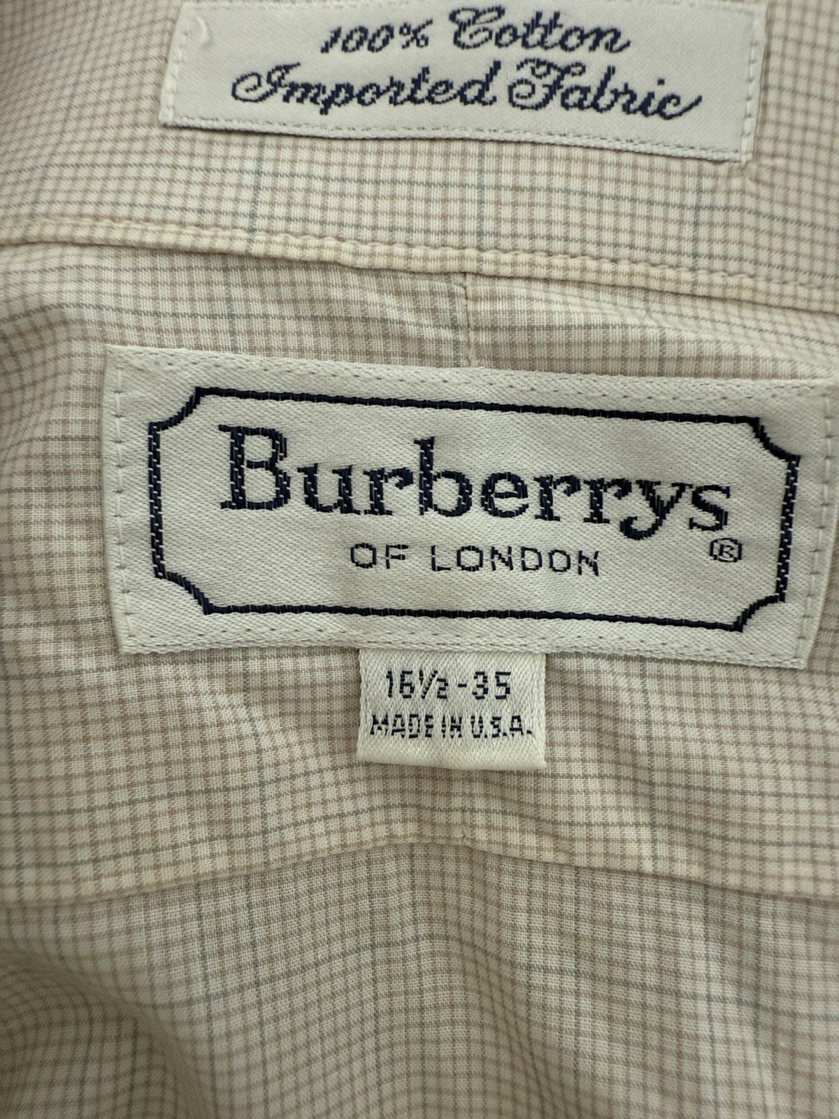 Vintage Burberrys of London Men’s zShirt 16.5-35 White Check Button Front