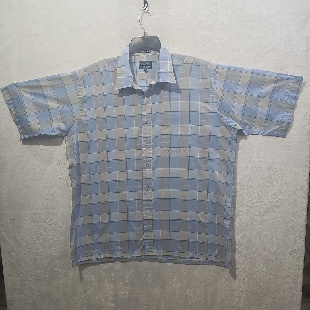 Boulevard for Tall Man By Block Sz XXLT, 18-18 1/2 Blue Plaid Dress Shirt 6058