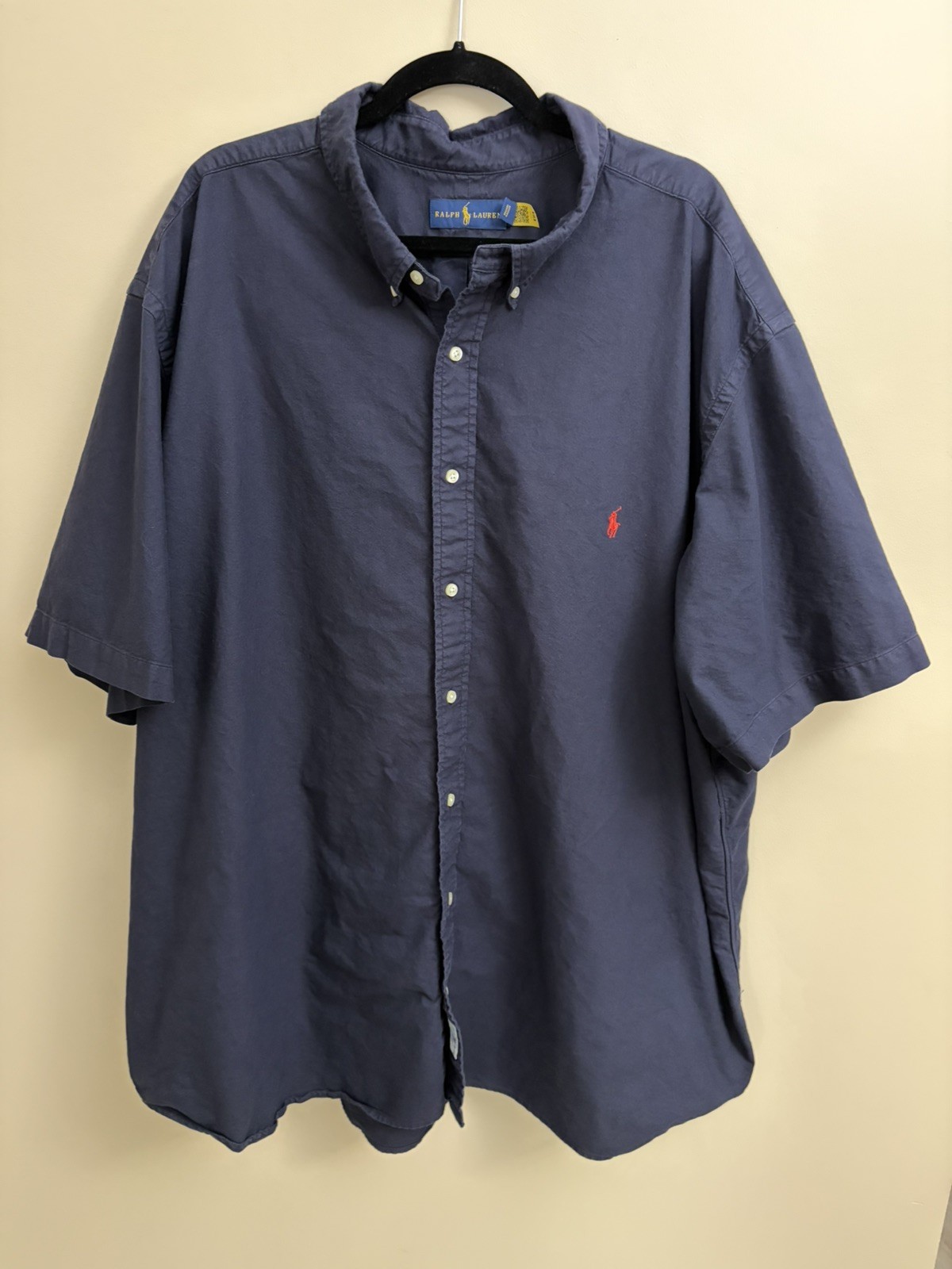 Ralph Lauren Classic Fit Shirt Mens 4XB Navy Blue Button Down 100% Cotton