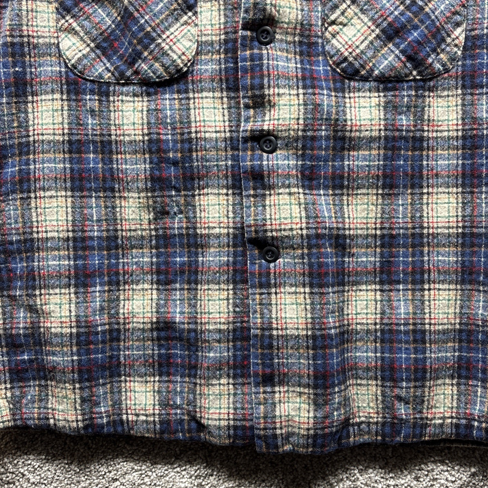 Pendleton Adults Board Plaid Vintage 60′-70’s Virgin Wool Long Sleeve Shirt SZ L