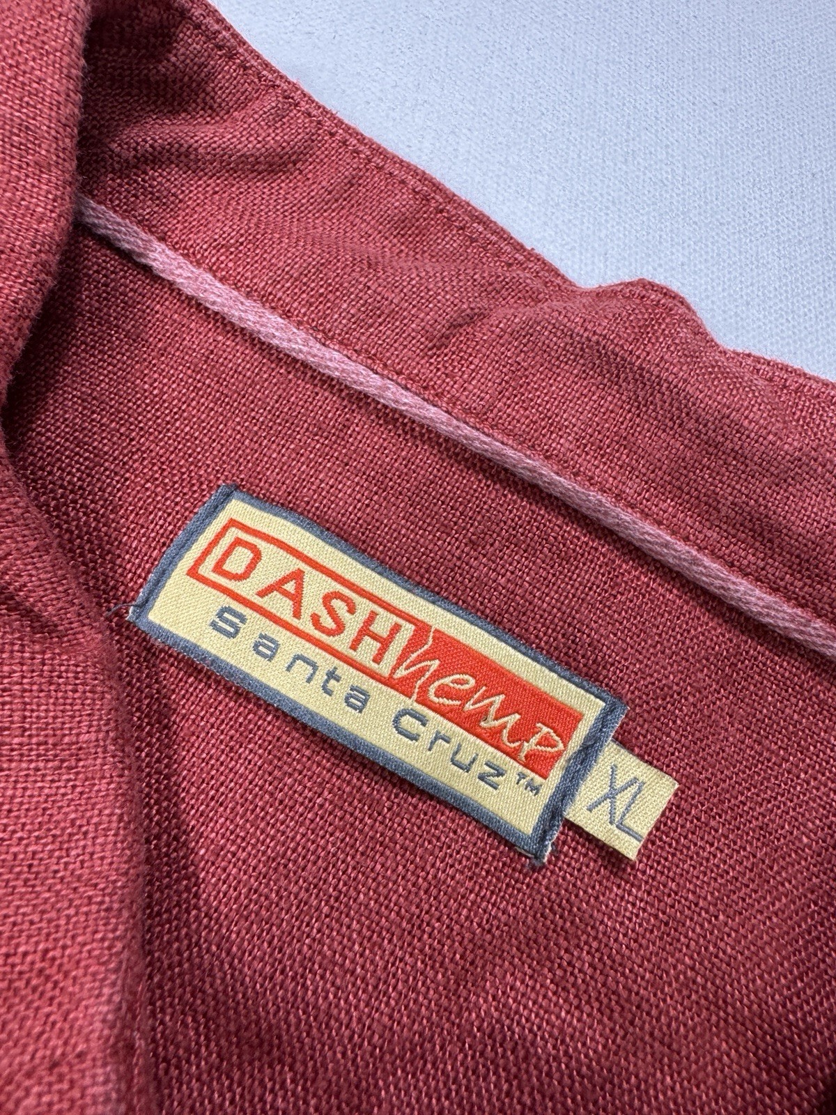 Dash Hemp Santa Cruz 100% Hemp Button Shirt Men’s XL Relaxed Hippie Resort Red