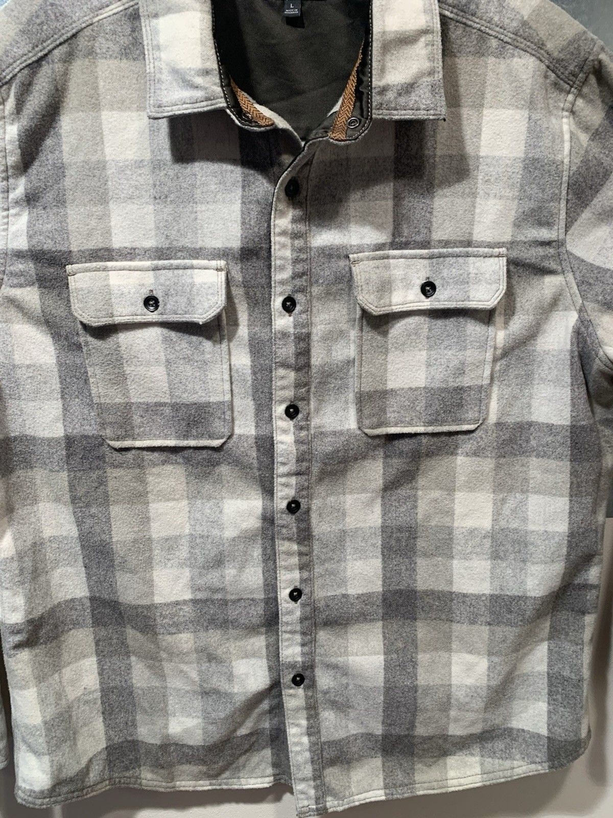 Jeremiah American Legacy Gray Plaid Flannel Wool Blend Shirt/Jacket Large