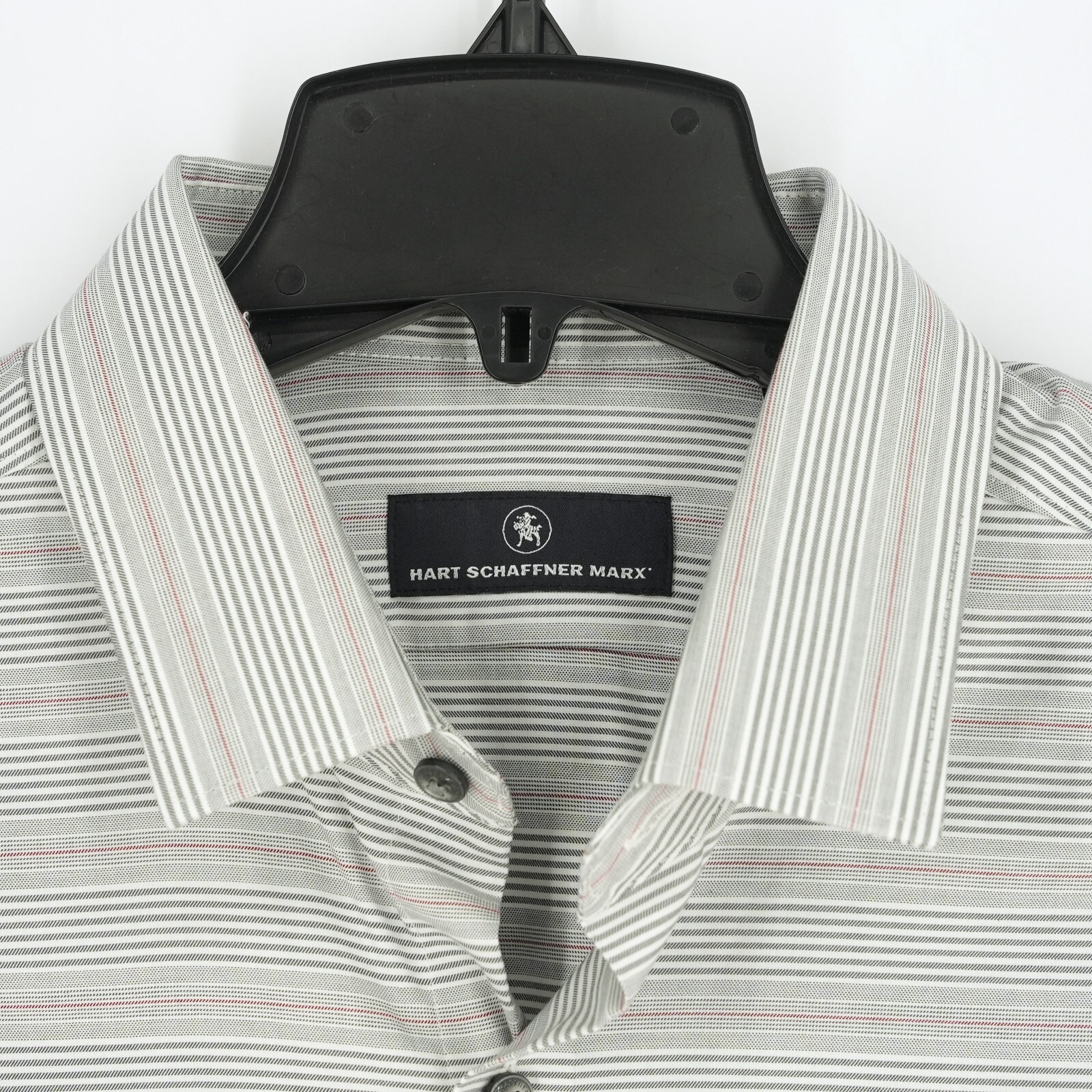 Hart Schaffner Marx Men’s Short-Sleeve Shirt L White Gray Red Stripe NWT $89.50
