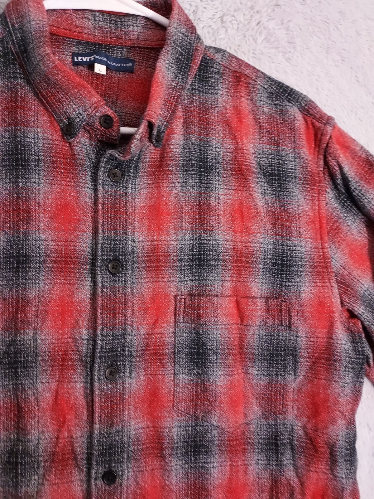 Levis Made Crafted Shirt Mens Large Flannel Heavyweight Bufflalo Plaid Outdoor L
