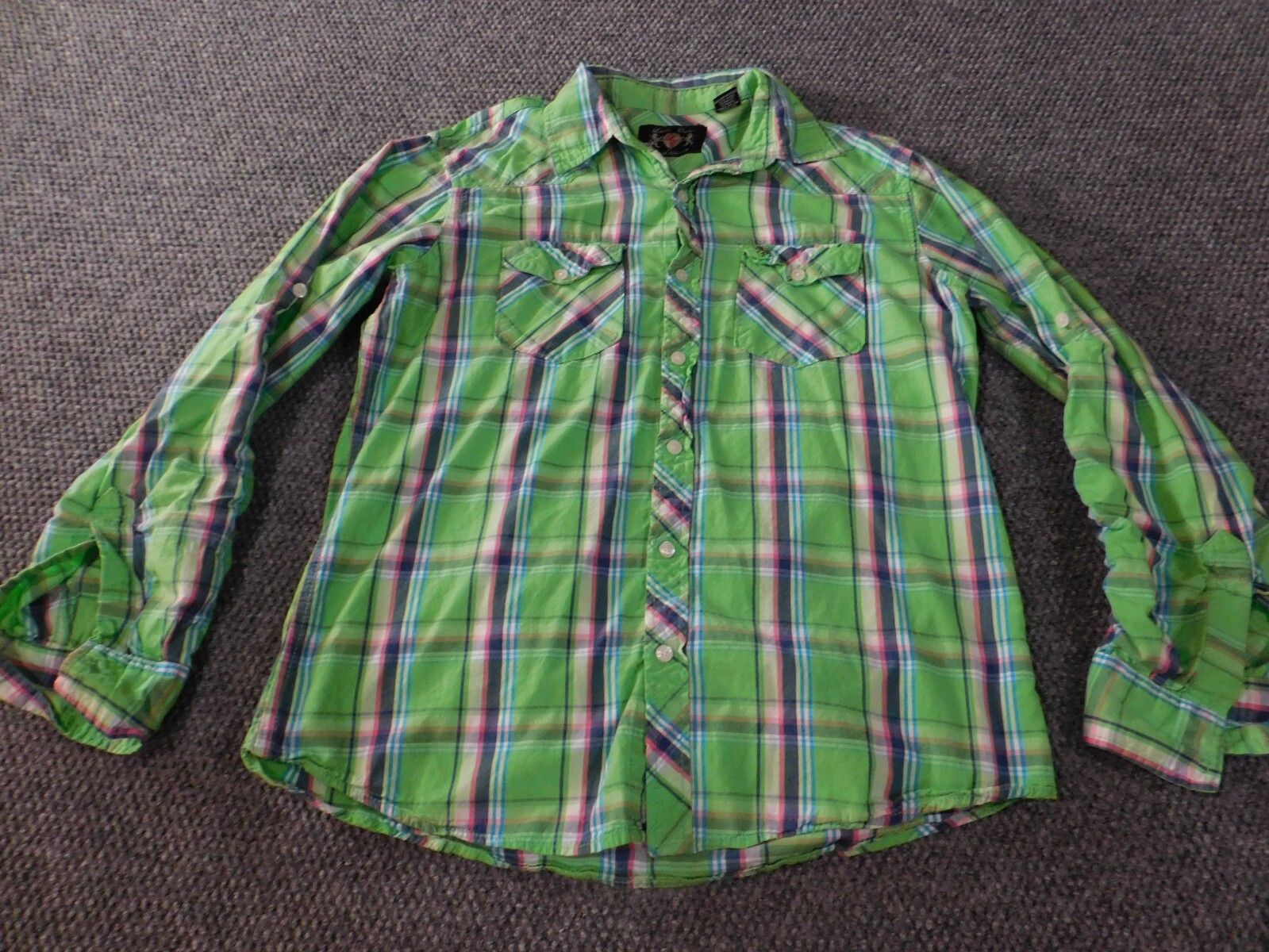 Lions Crest English Laundry Mens Shirt Large green plaid button down classic