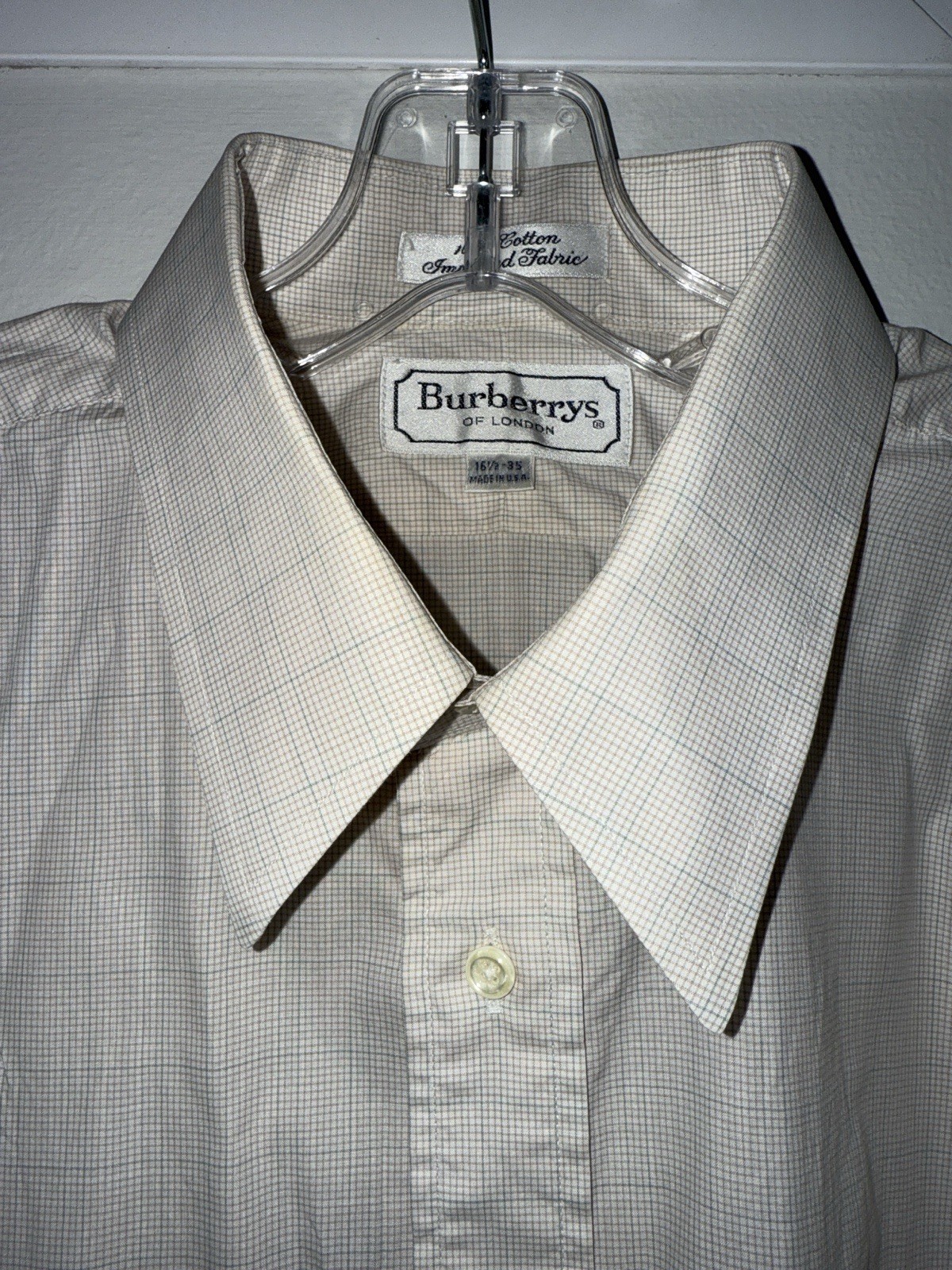 Vintage Burberrys of London Men’s zShirt 16.5-35 White Check Button Front