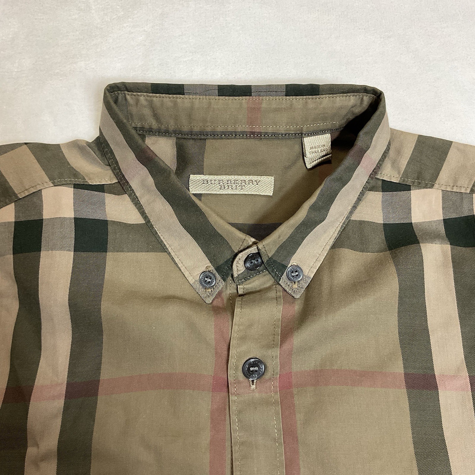 BURBERRY Shirt Check Men Size Medium Beige Color Way