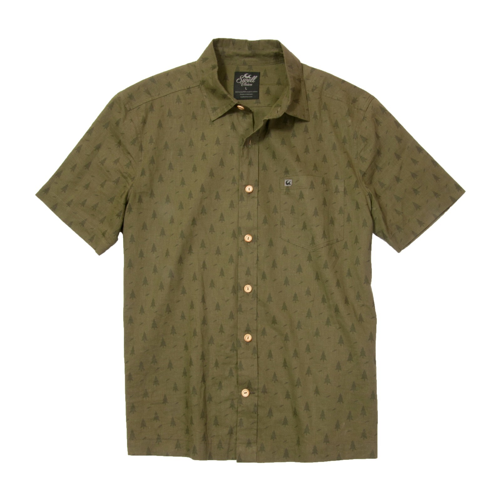 Swell Vision – Hemp/Organic Cotton Button Down Shirt – Forest (L)
