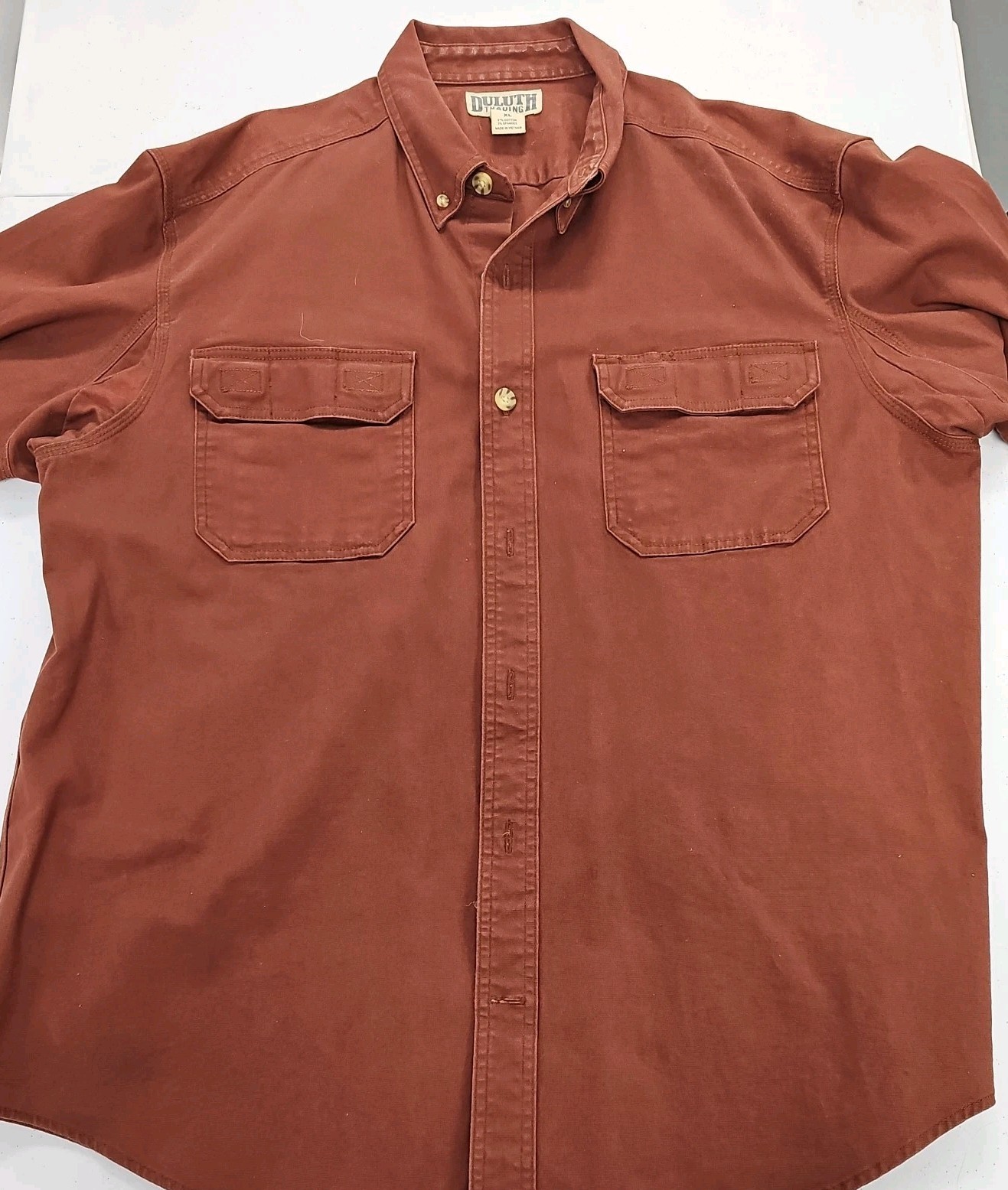 Duluth Trading HEAVY DUTY 97% cotton 3% Spandex SHIRT Size XL Brown