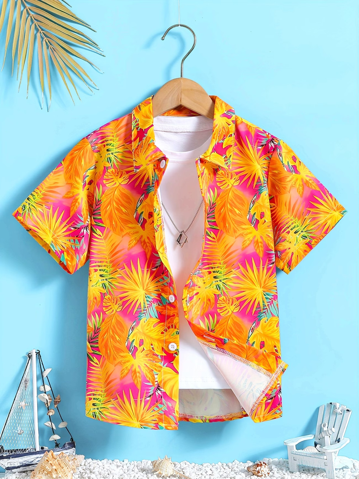 Leaf Print Hawaiian Shirt
