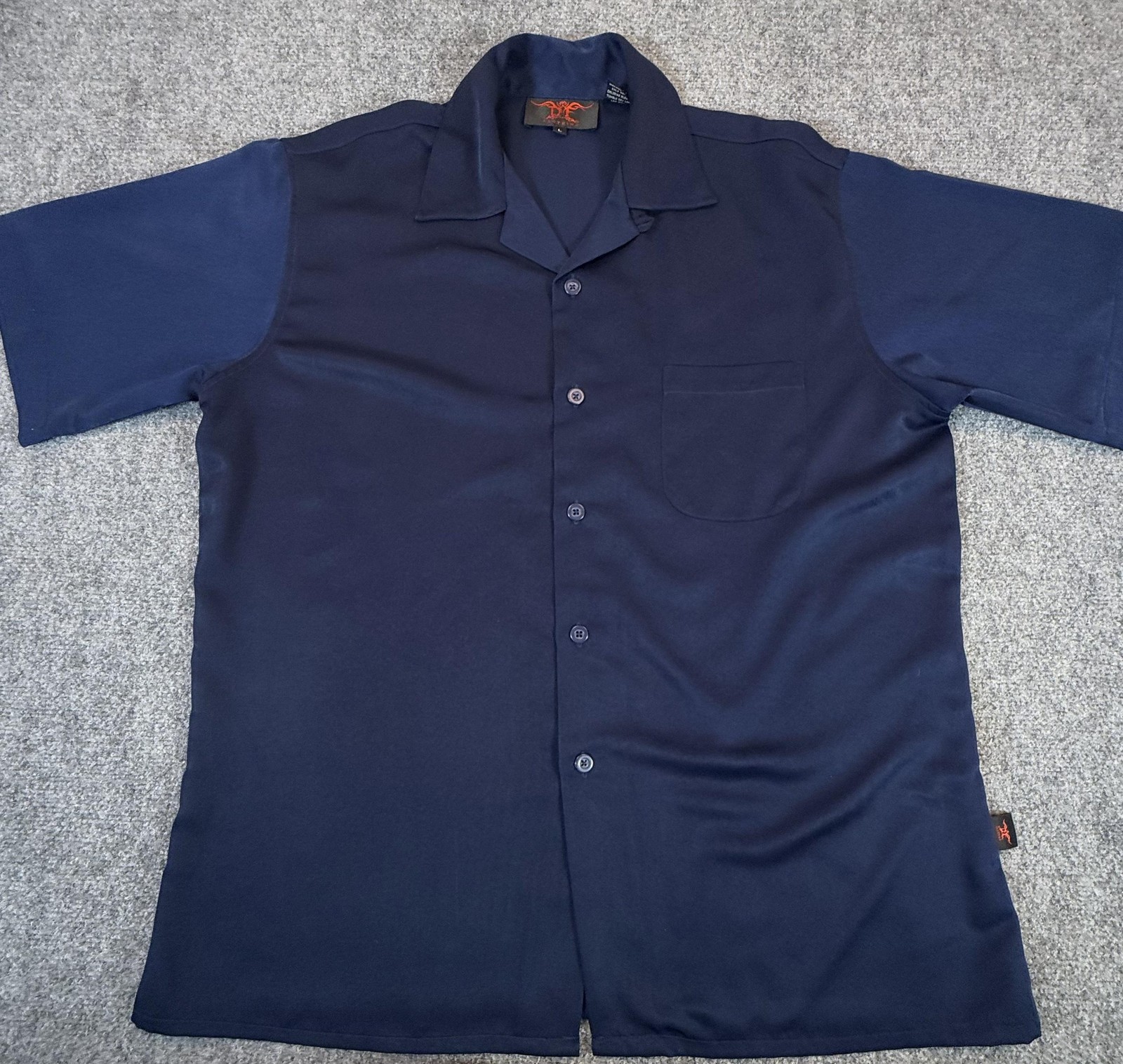 DragonFly Shirt Mens Large Blue Solid Button Up Short Sleeve Casual Polyester