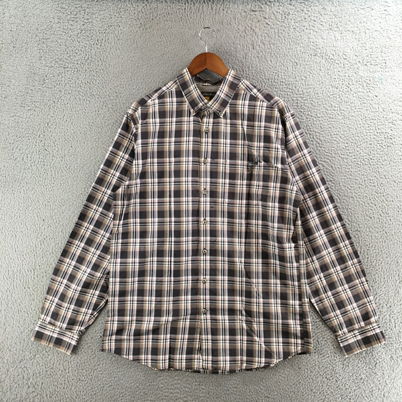 Eddie Bauer Shirt Mens L Multicolor Plaid Button Front Long Sleeve Casual Top