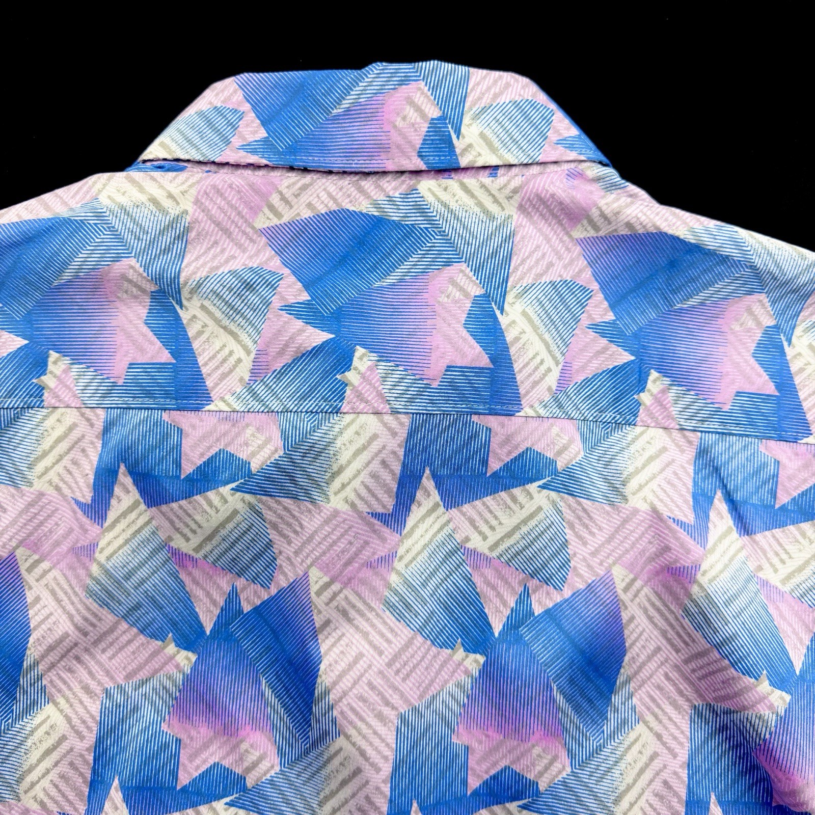 Robert Graham Geometric Prismatic Abstract Colorful Print Short Sleeve Shirt MED