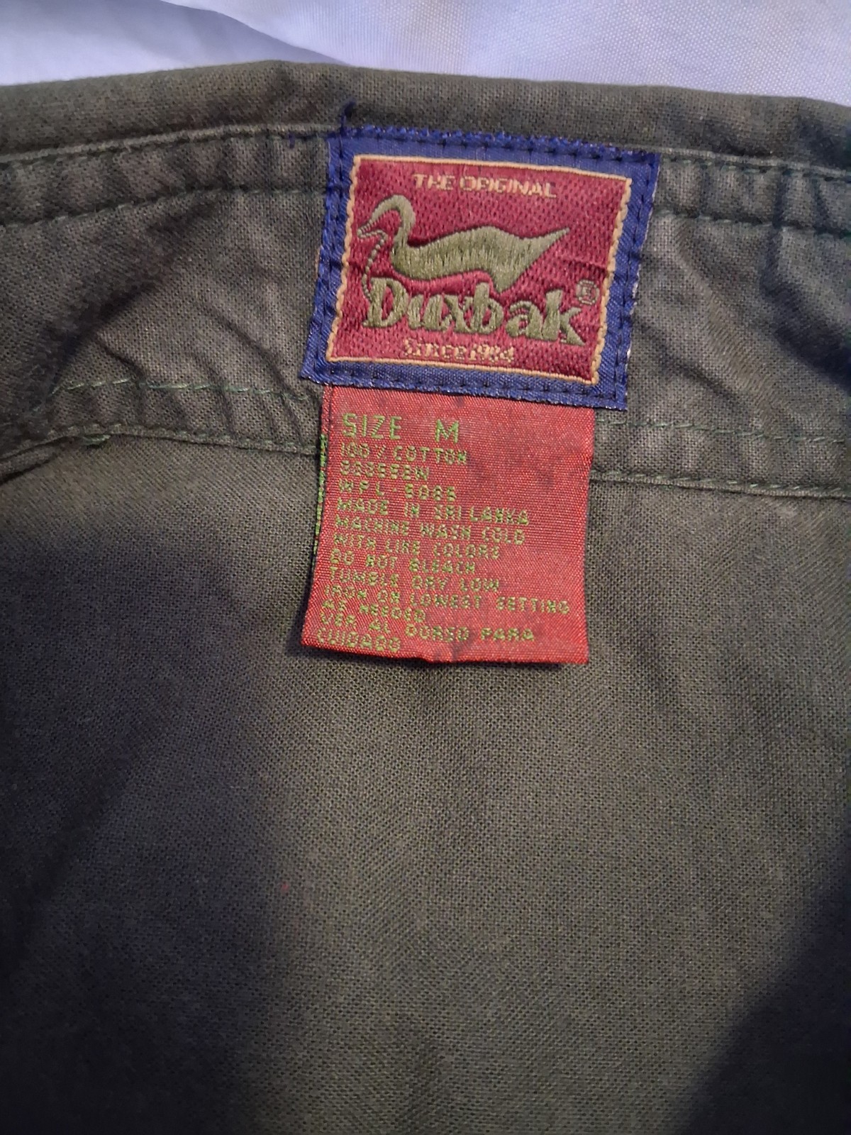 Vtg Duxbak Mens Hunting Shirt Size M Green Brown LS Pockets See Pictures