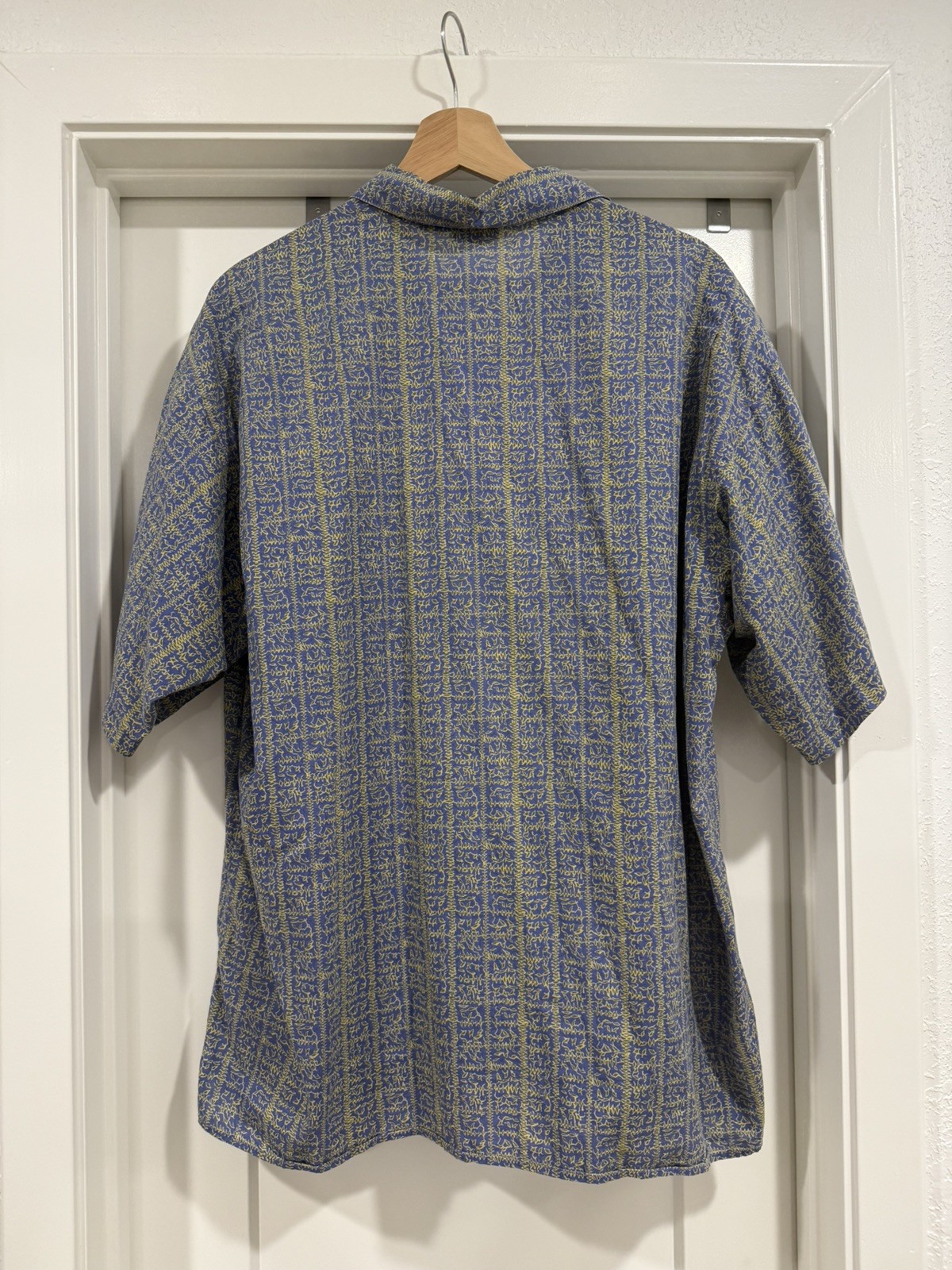Vintage 90s Patagonia Dreamtime Shirt Mens L Organic Button Down Blue Leaf Print