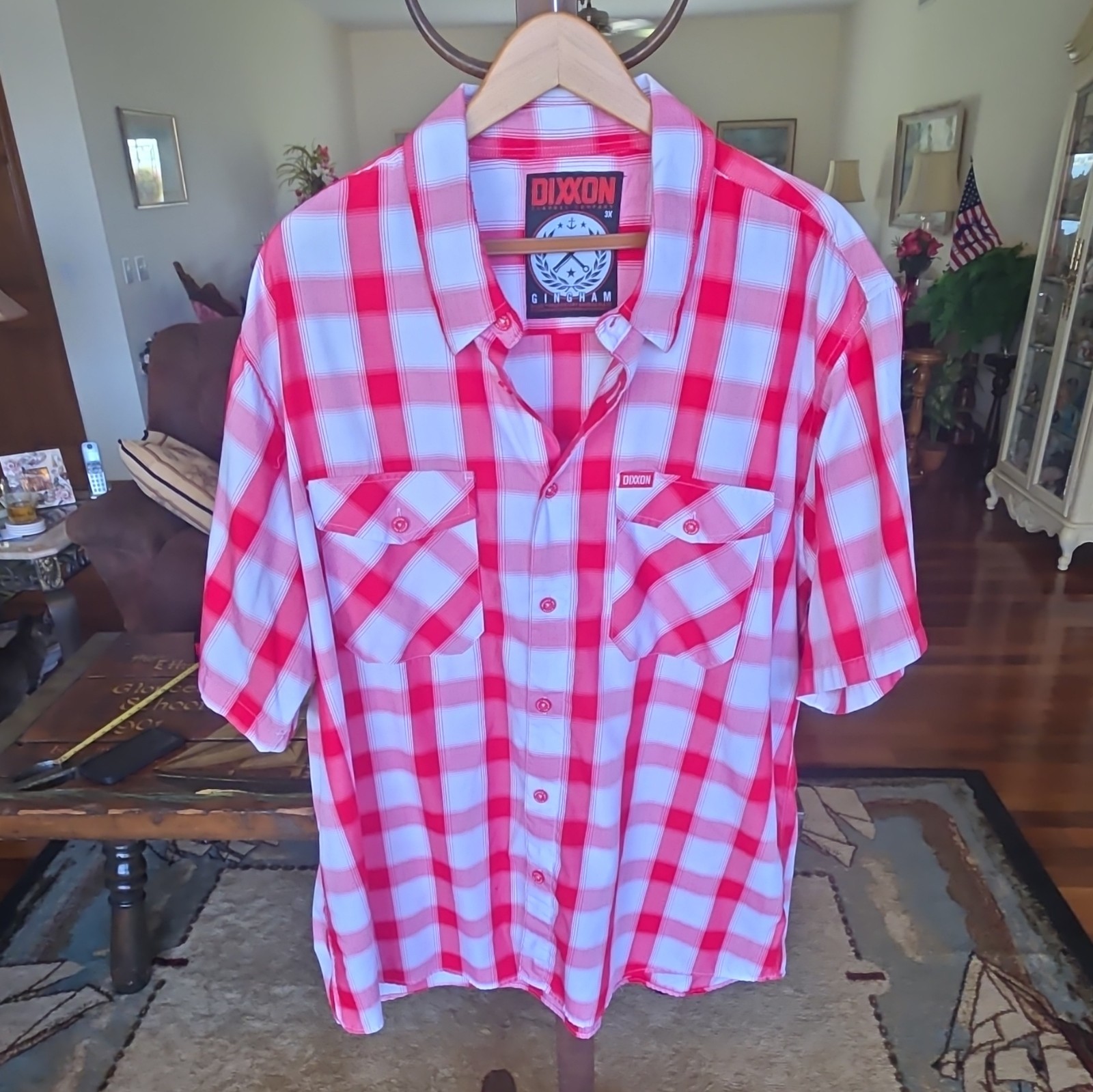 Dixxon Flannel Company Men’s 3X Red/White Plaid Flannel Button-Up Pockets