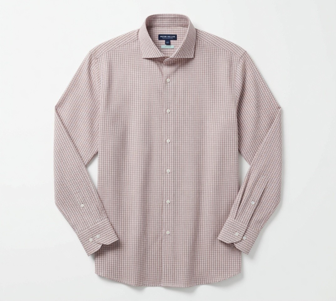 Peter Millar Crown Crafted Flex Finish Men’s Button-Up Large Red Tan Plaid NWT
