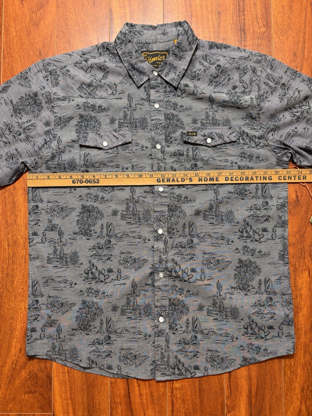 Howler Bros H Bar B Pearl Snap Shirt Mens Large SS Posse Carbon Gray NWT 31×23