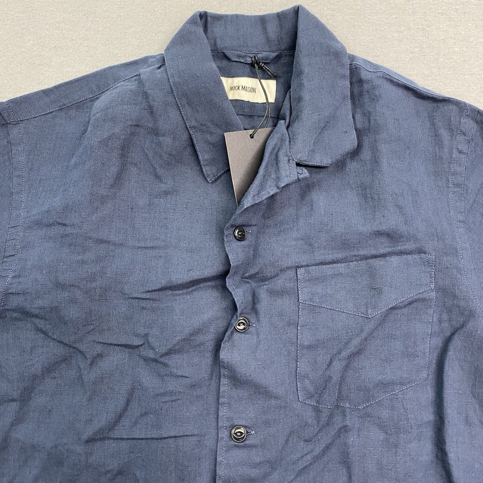 Buck Mason Shirt Mens Extra Small Ocean Breeze Cotton Linen Camp Shirt Button Up
