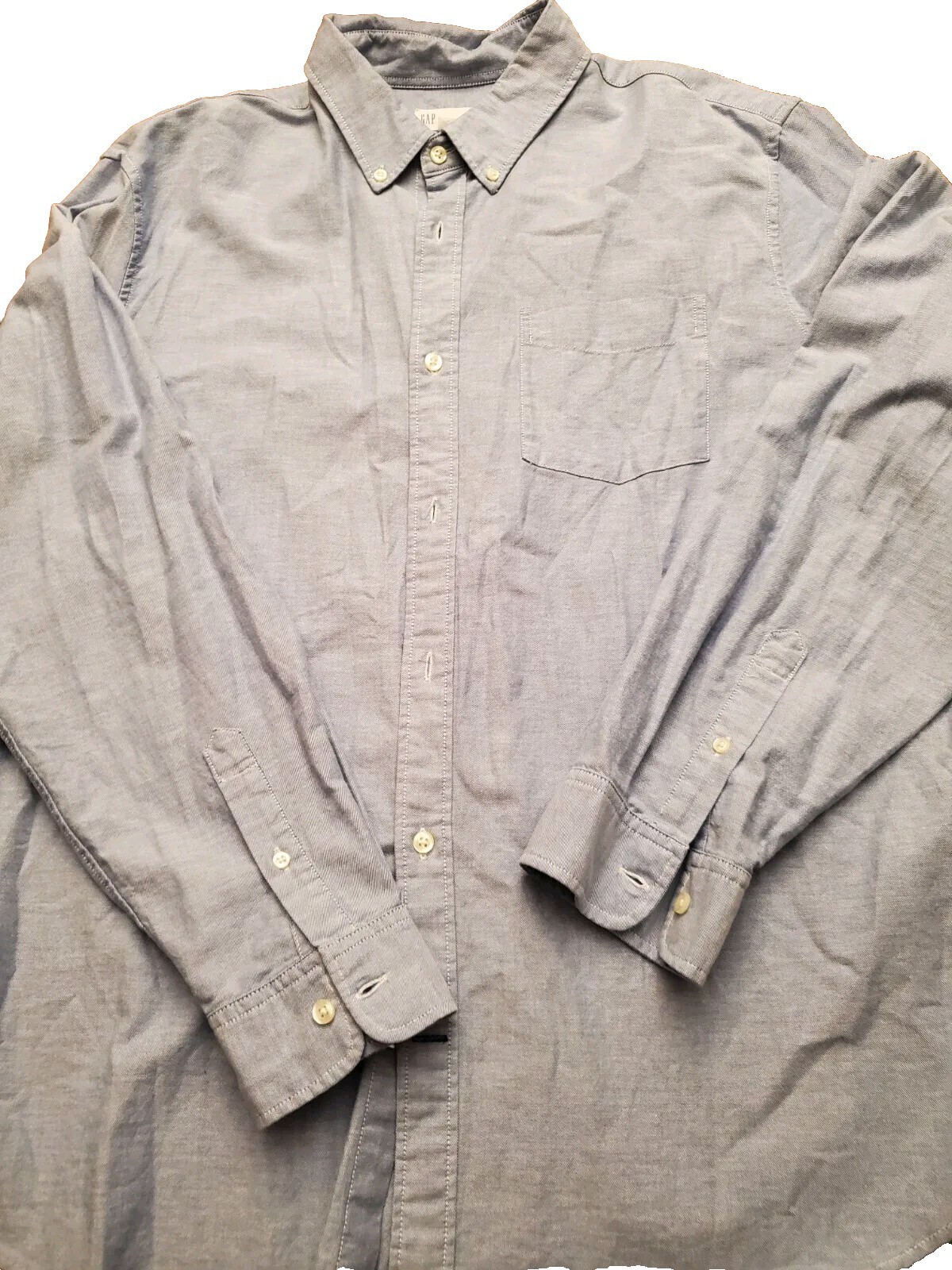 GAP Men’s Long Sleeve Collared Button Down Oxford Shirt – XL – Light Blue