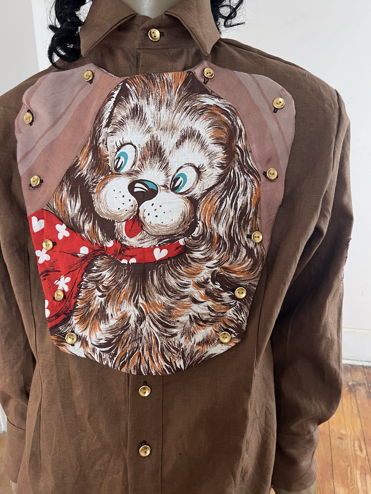 Men’s Moygasnel Linen Western Bib Shirt XL A Herman US Seller Dog