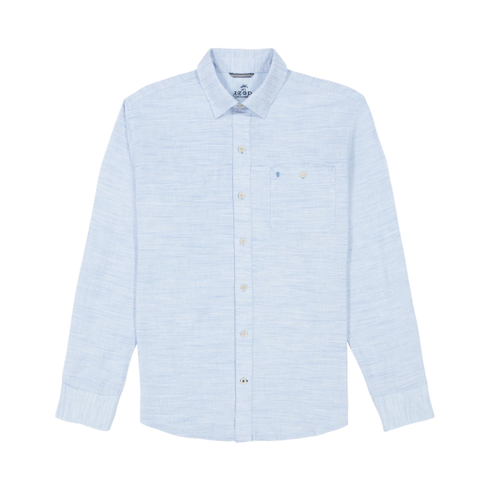 Izod Men’s Saltwater Dockside Chambray Long Sleeve Shirt – Blue Revival – Large