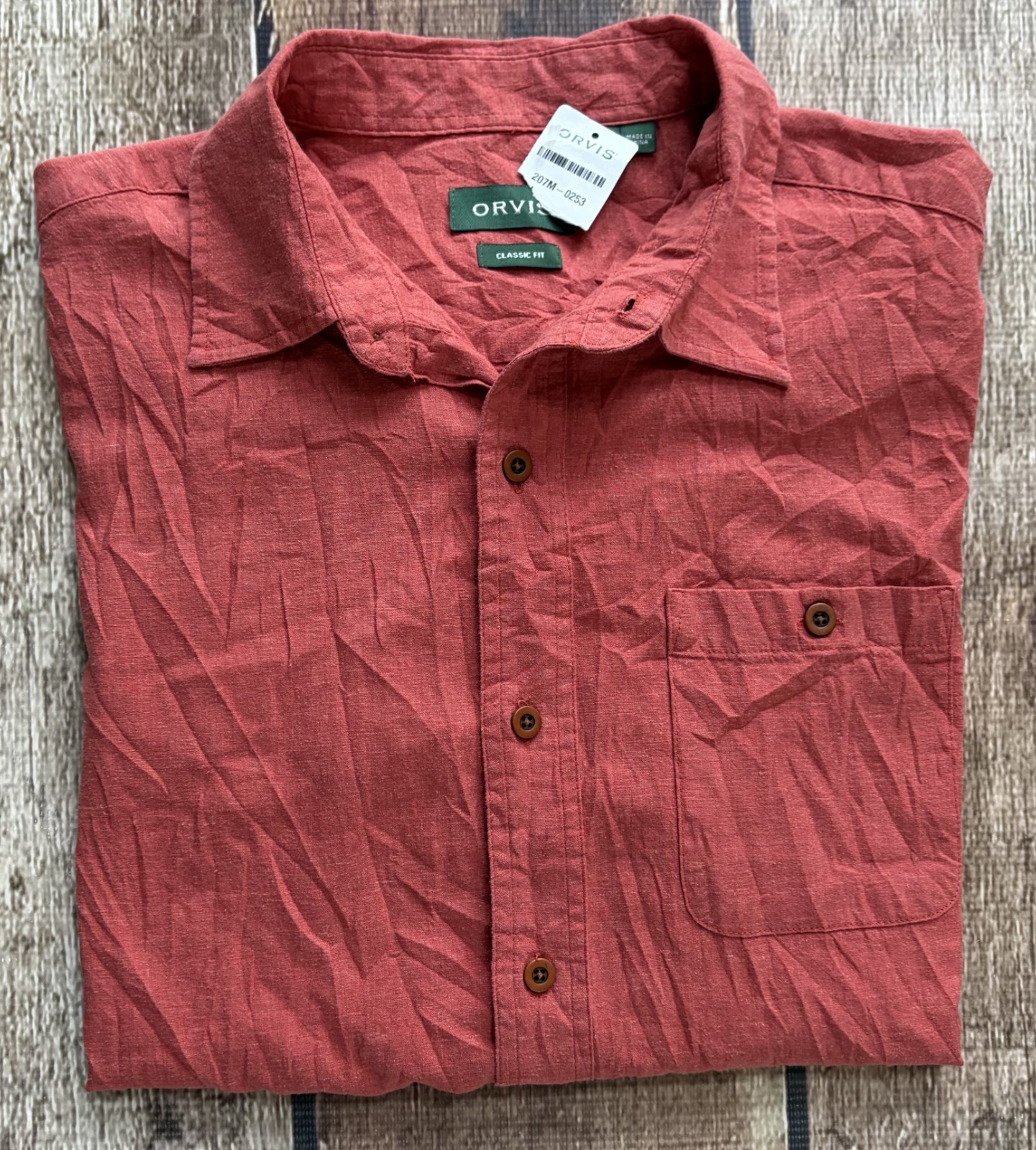 ORVIS CLASSIC FIT HEMP BLEND SPORT SHIRT RED MENS LARGE NEW WITH TAGS