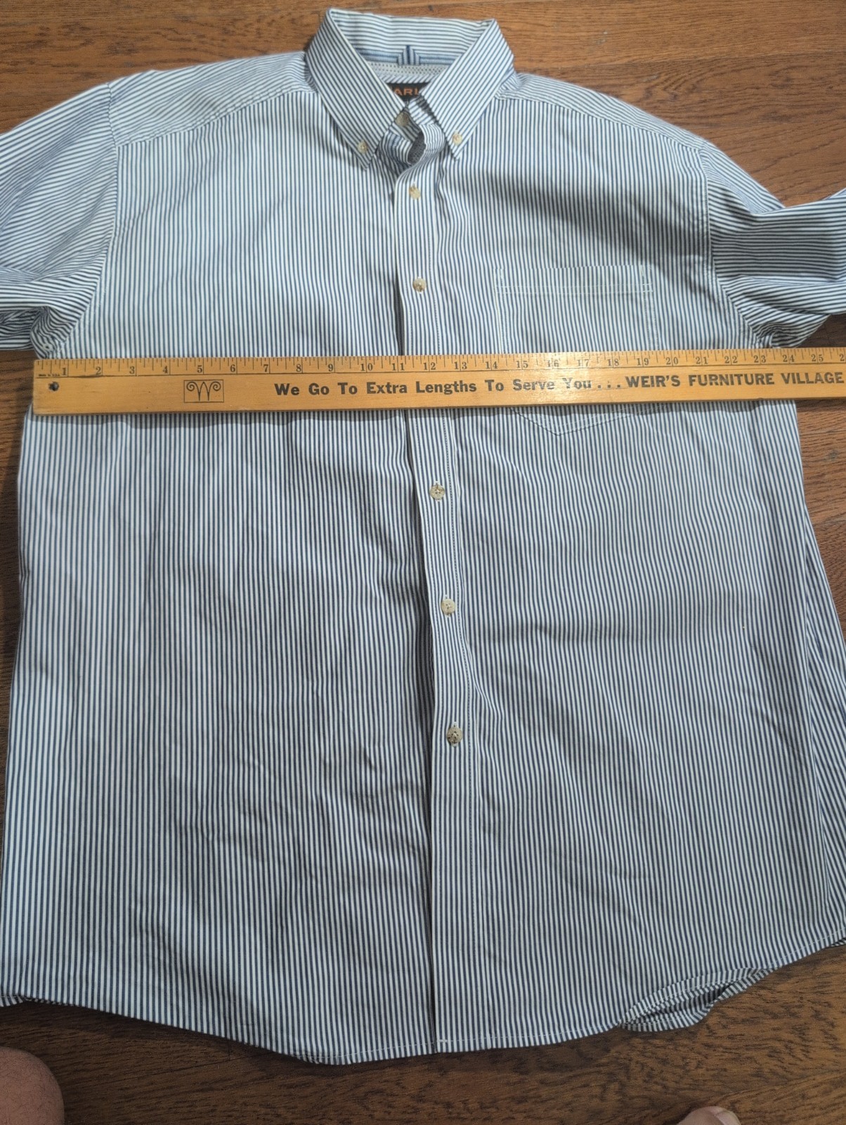 Ariat Pro Series Long Sleeve Button Down Shirt Blue/ White Stripes Men’s Size XL