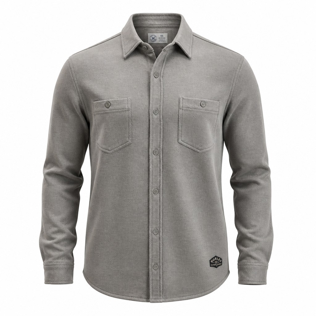NWT! Hurley Men’s XXL Blue Skies Ultra Soft Brown Long Sleeve Button Down Shirt