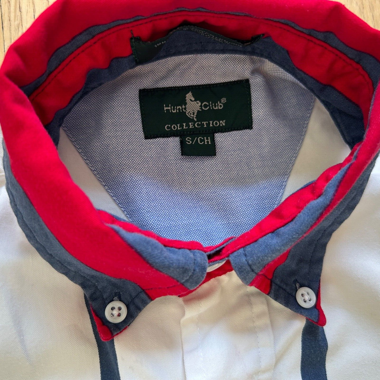 Vintage 90s Hunt Club Men Shirt Sz Small Multicolor Stripe Button Short Sleeve