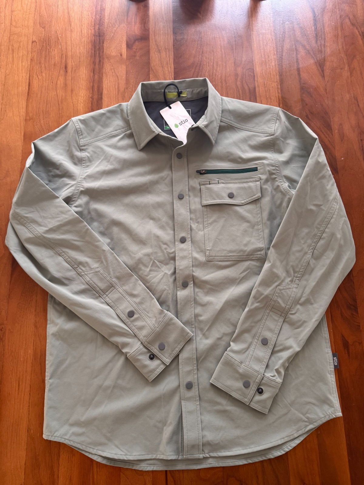 Stio OPR Trail Shirt LS Mens S Cactus Shadow Snap Overshirt Pertex Stretch NWT