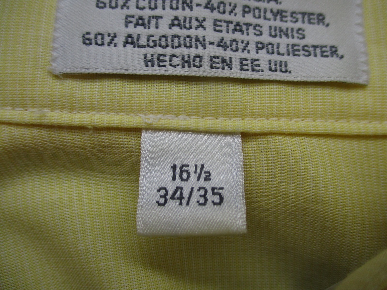 Geoffrey Beene Button Up Shirt Men’s L Yellow Solid Color Non-Iron Cotton Blend
