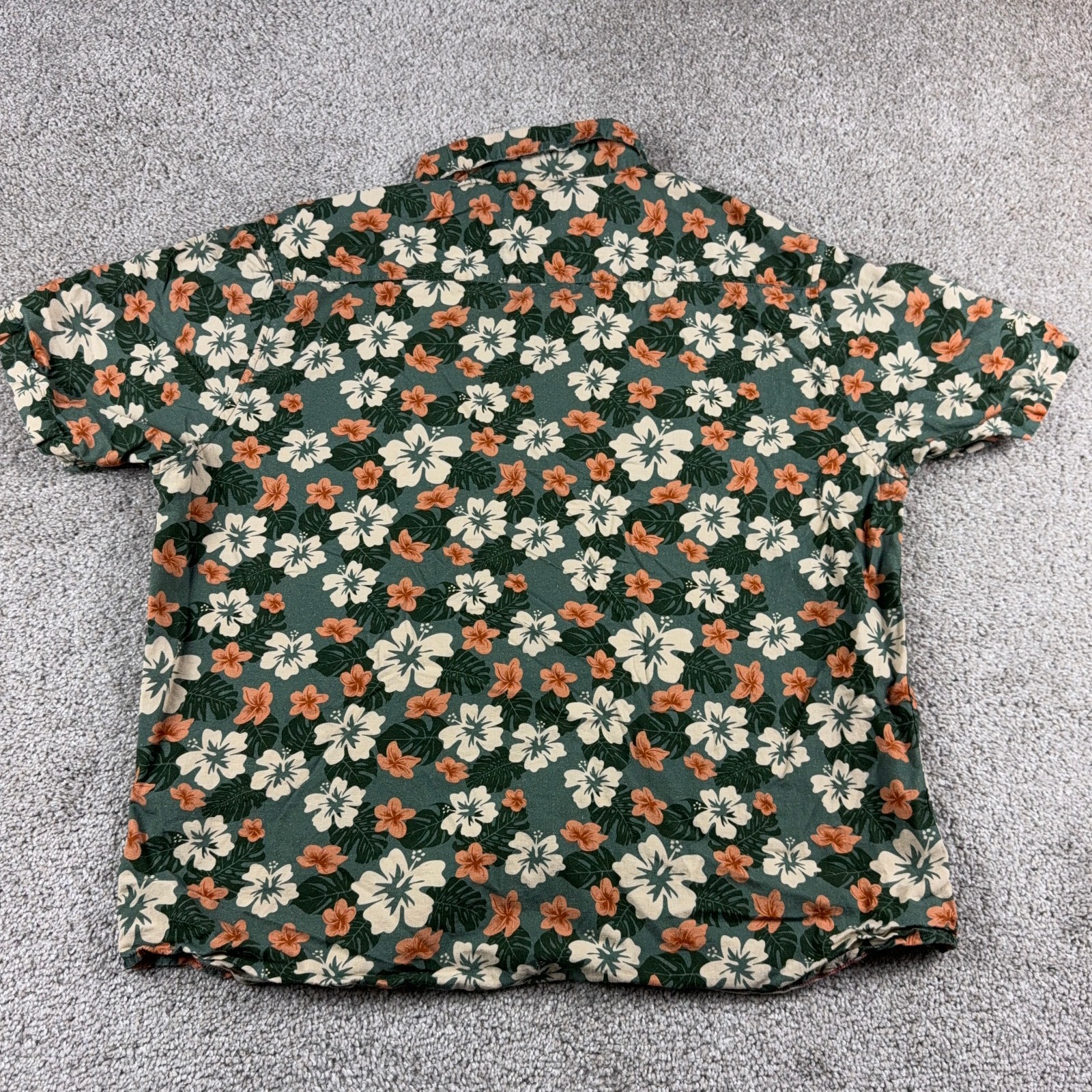 Iron & Resin Shirt Mens XXL 2XL Green Floral Button Up Hemp Blend Beach Surf