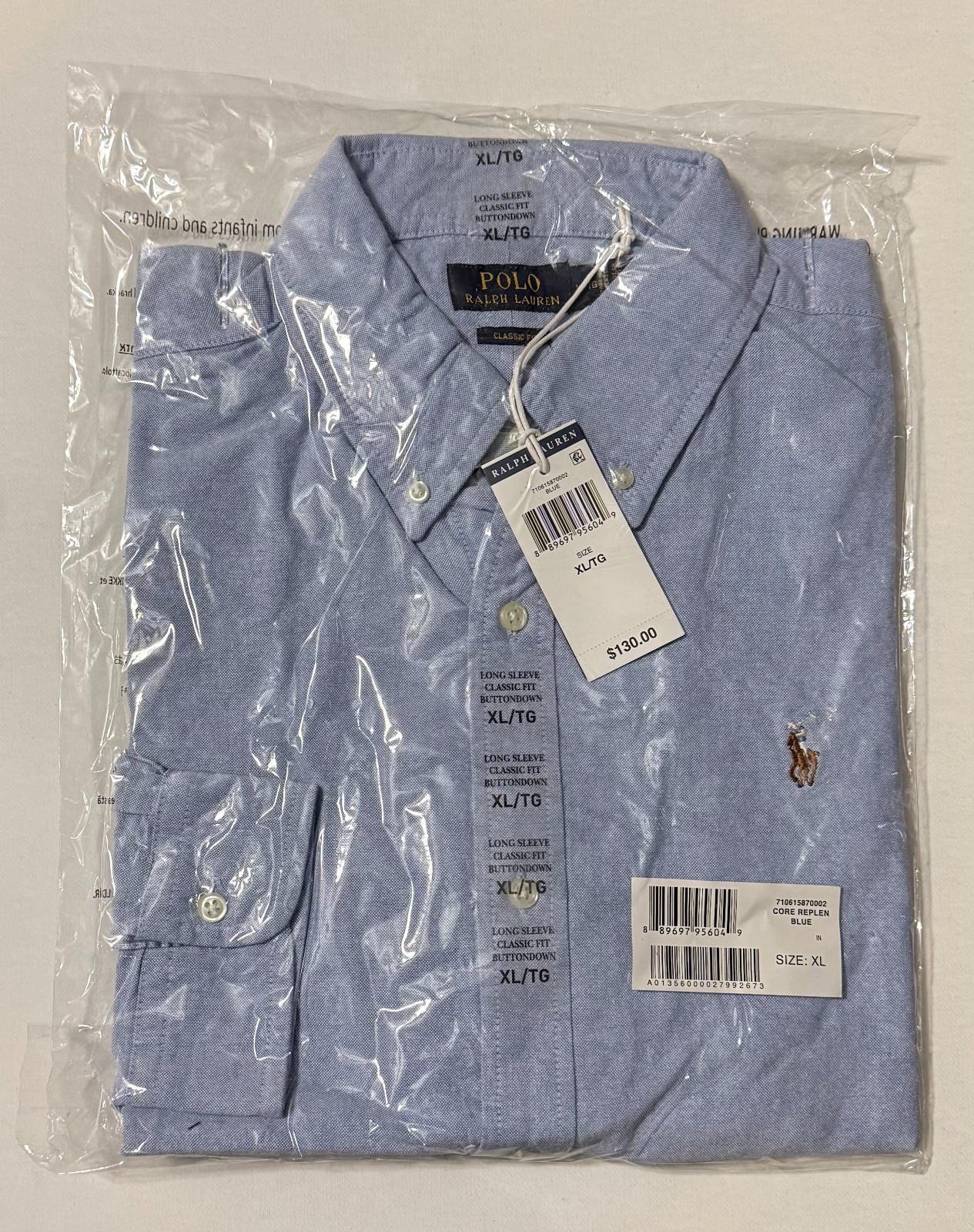 Polo Ralph Lauren The Iconic Oxford Shirt Classic Fit – Blue – Retail $130