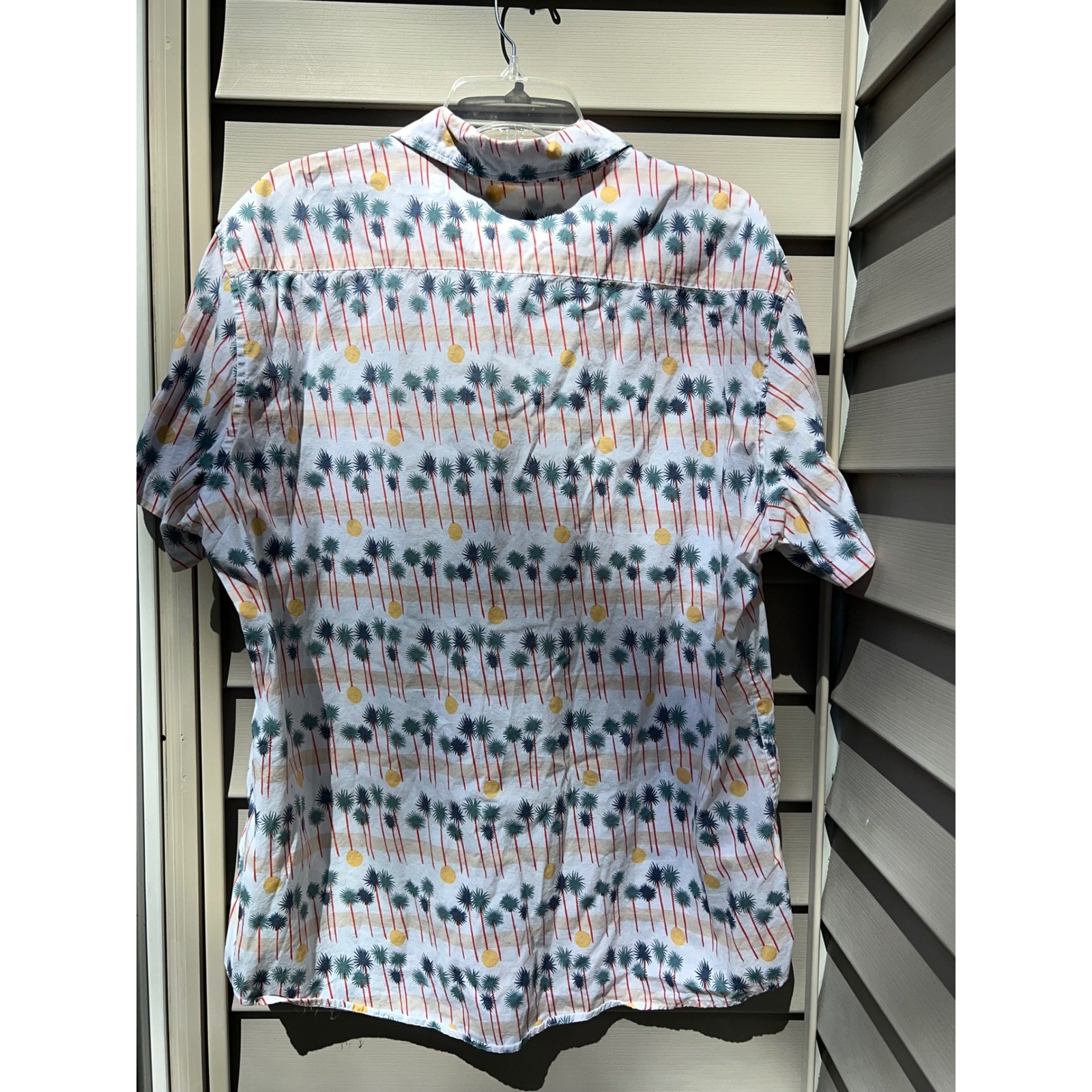 Cotton & Co Mens XL Short Sleeve Button Down Palm Tree Tropical Print Vacation