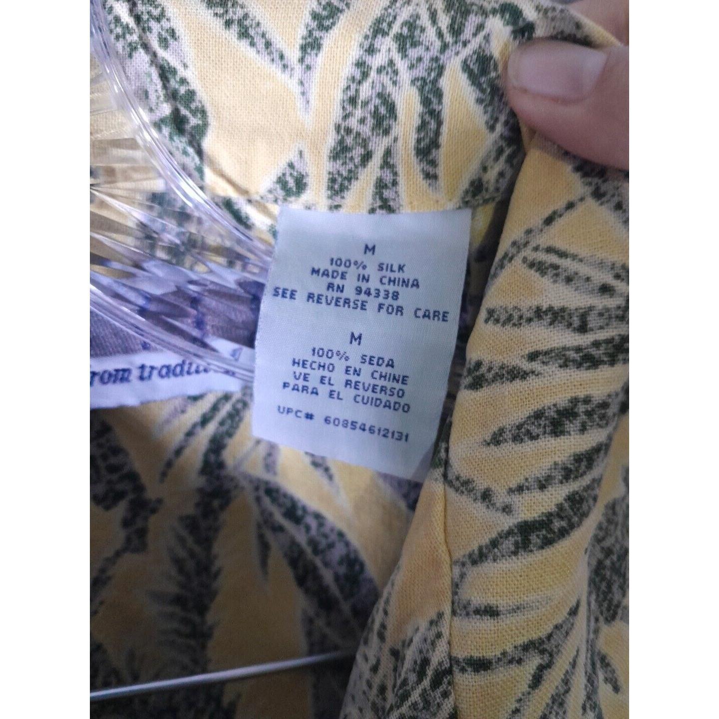 Untied Hawaian Shirt Mens Medium Resort Tropical 100 Silk Machine Washable