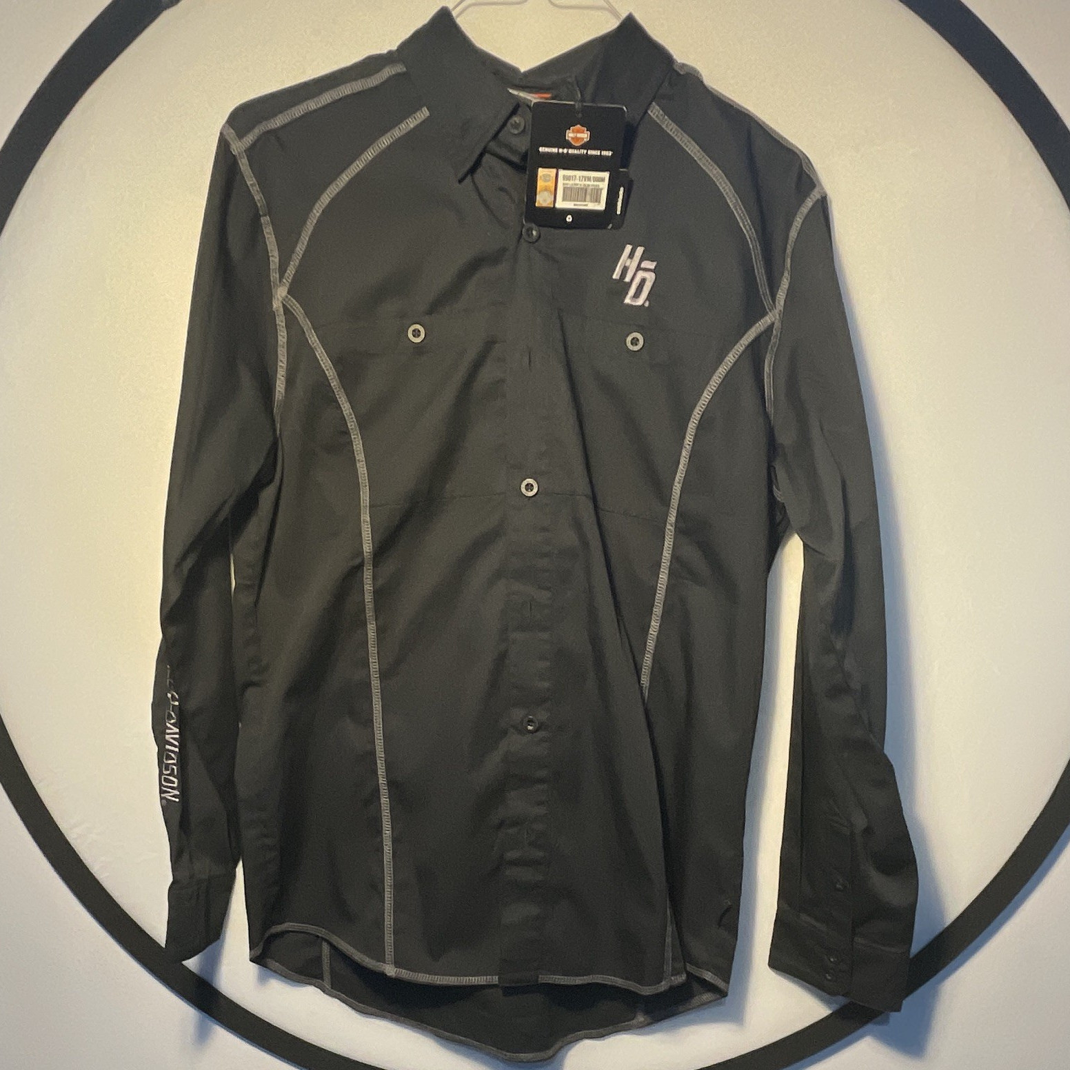 Harley-Davidson Genuine MotorClothes Black Embroidered Button-Up Shirt M