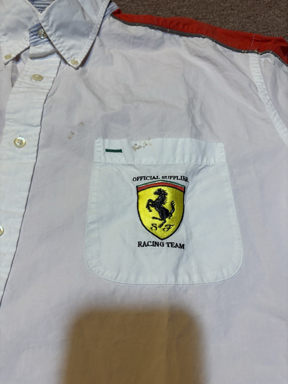 Vintage 2001 Tommy Hilfiger Ferrari Team Racing Put Crew Button Down Shirt
