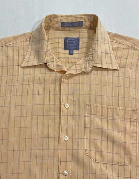Men’s Forsyth Button Shirt Size L 100% Fine Combed Cotton Short Sleeve Peach