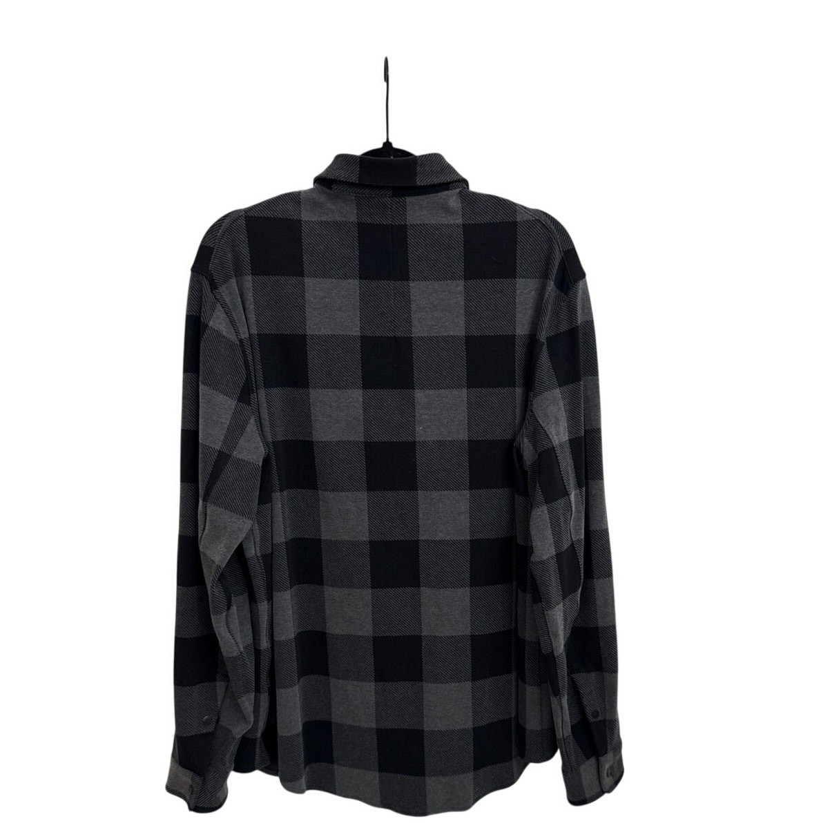 Lululemon Soft Knit Relaxed Fit Snap Overshirt Black Gray Buffalo Plaid Men’s XL