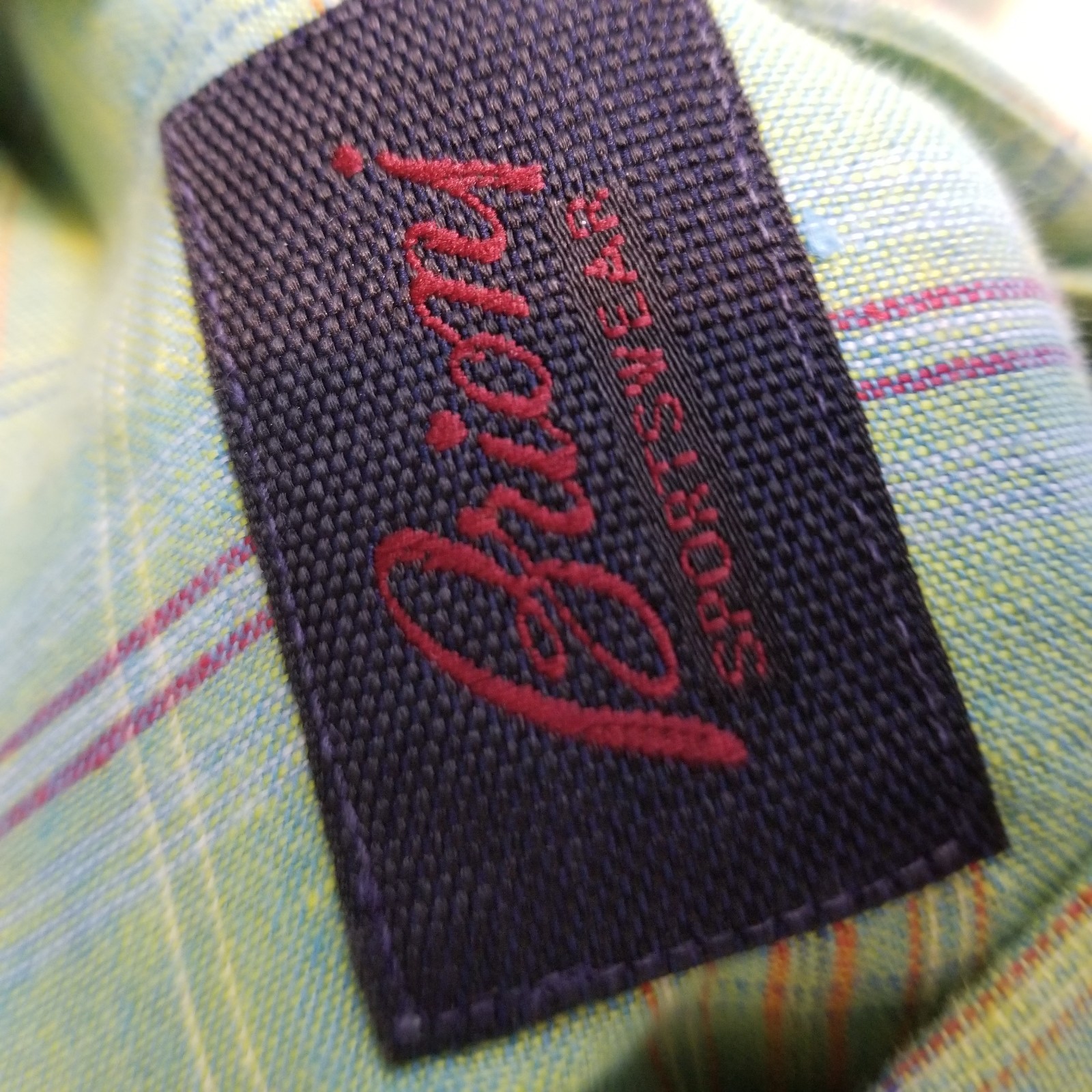 Brioni Shirt Men 40 15 3/4 Green Plaid 100% Linen Long Sleeve Made in Italy