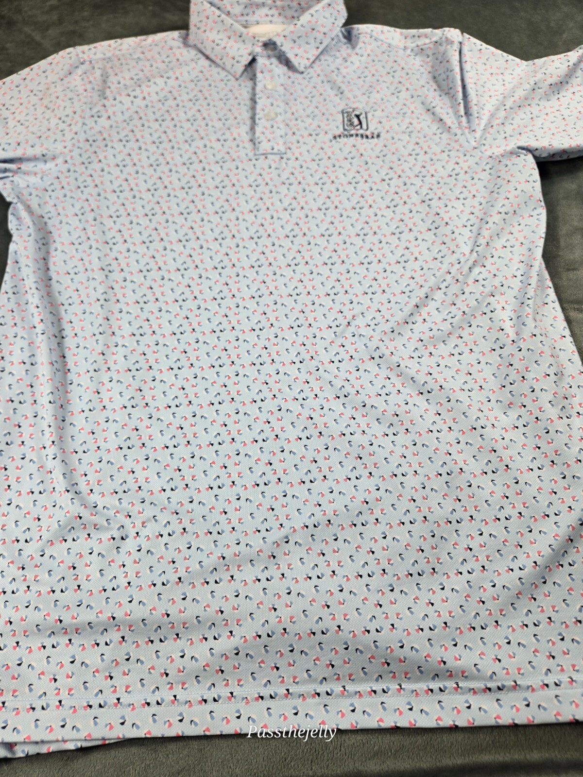 Straight Down Golf Shirt Mens Medium Tour TPC Stonebrae National Umbrella Print