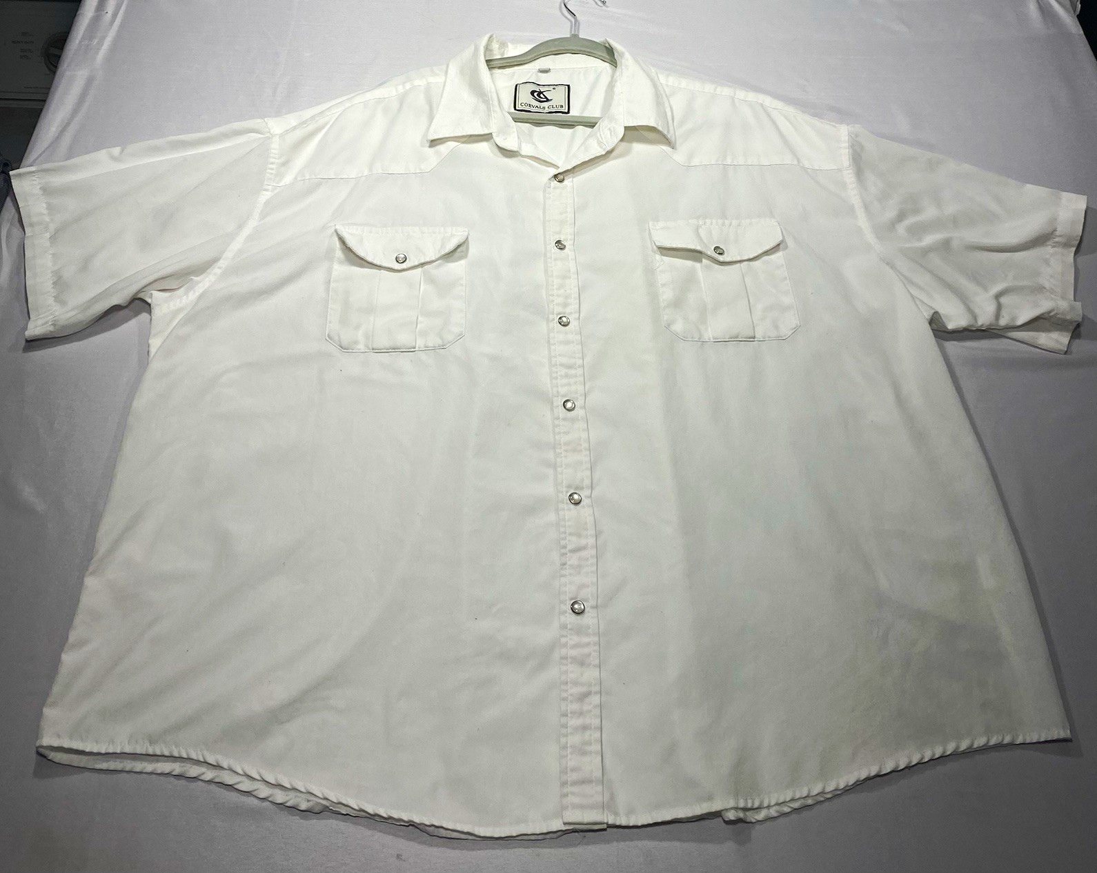 Coevals Club Men’s 4XL White Button Up Utility Shirt Short Sleeve Big Tall
