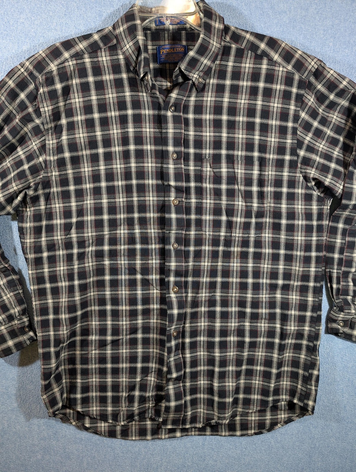 Vintage Pendleton Shirt Mens Large Plaid 100% Wool Button Down Flannel 90s