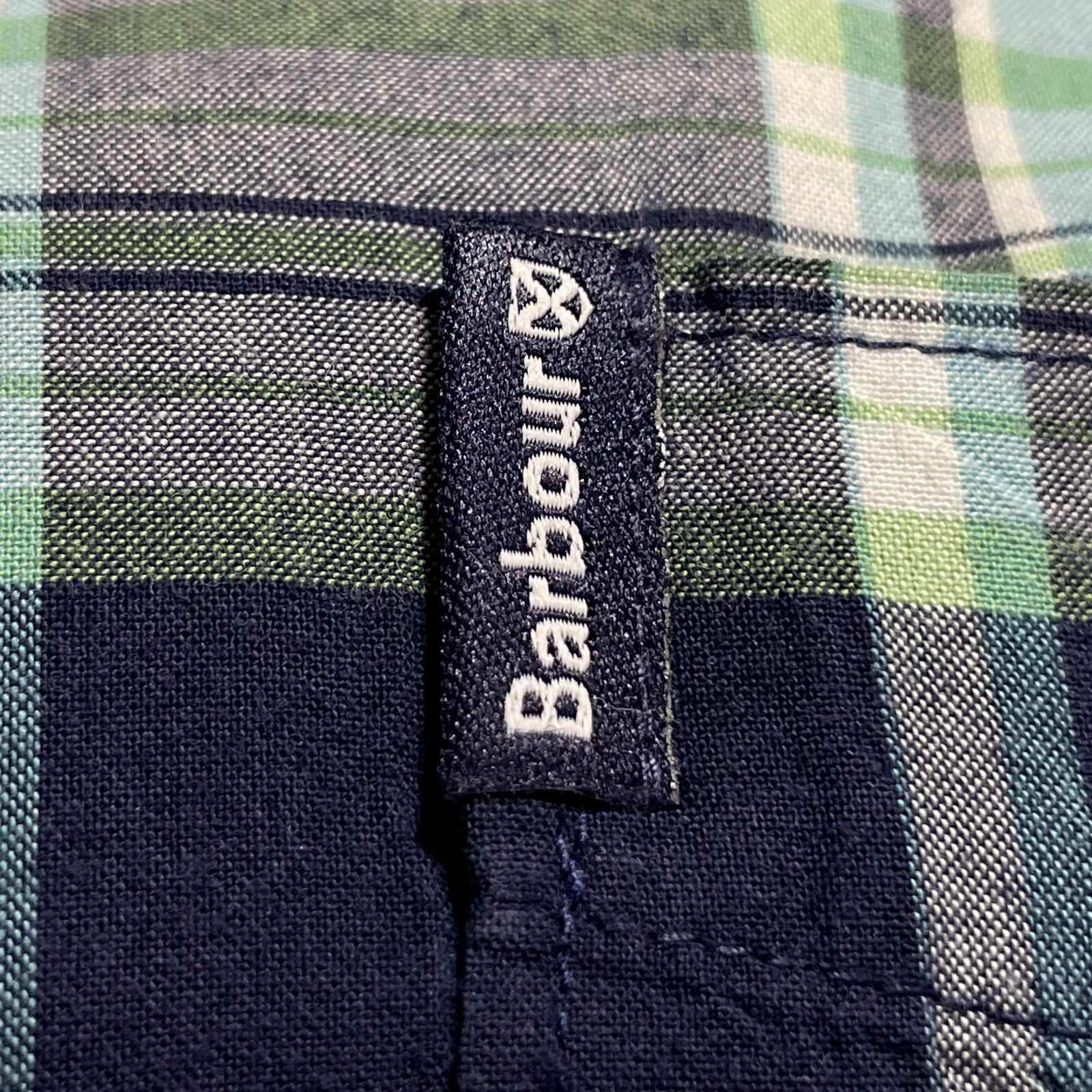 Barbour Madras Navy Multicolor Plaid Ltwt Cotton Shirt Tailored Fit XL
