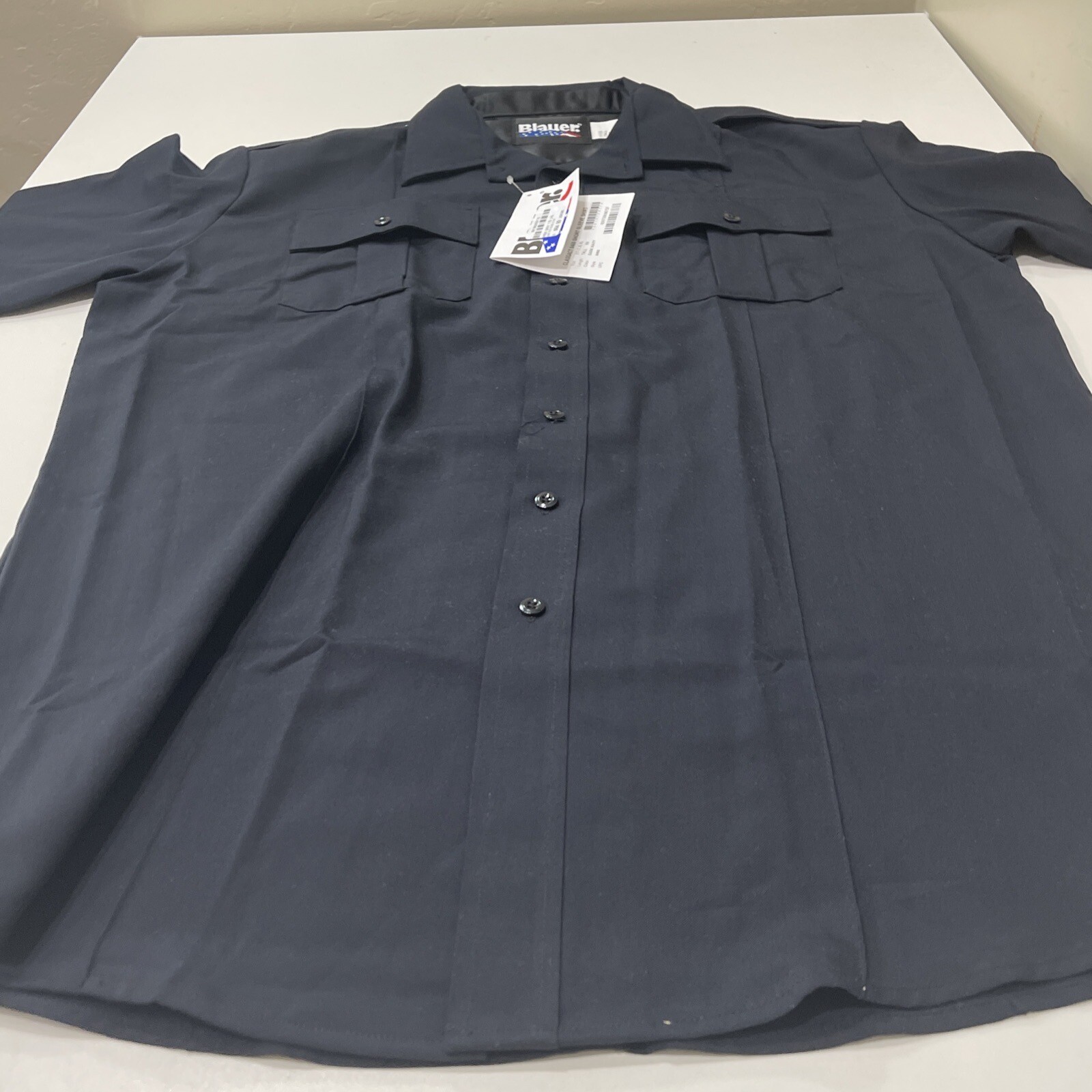 Blauer SHORT SLEEVE WOOL SHIRT DARK NAVY Size XL