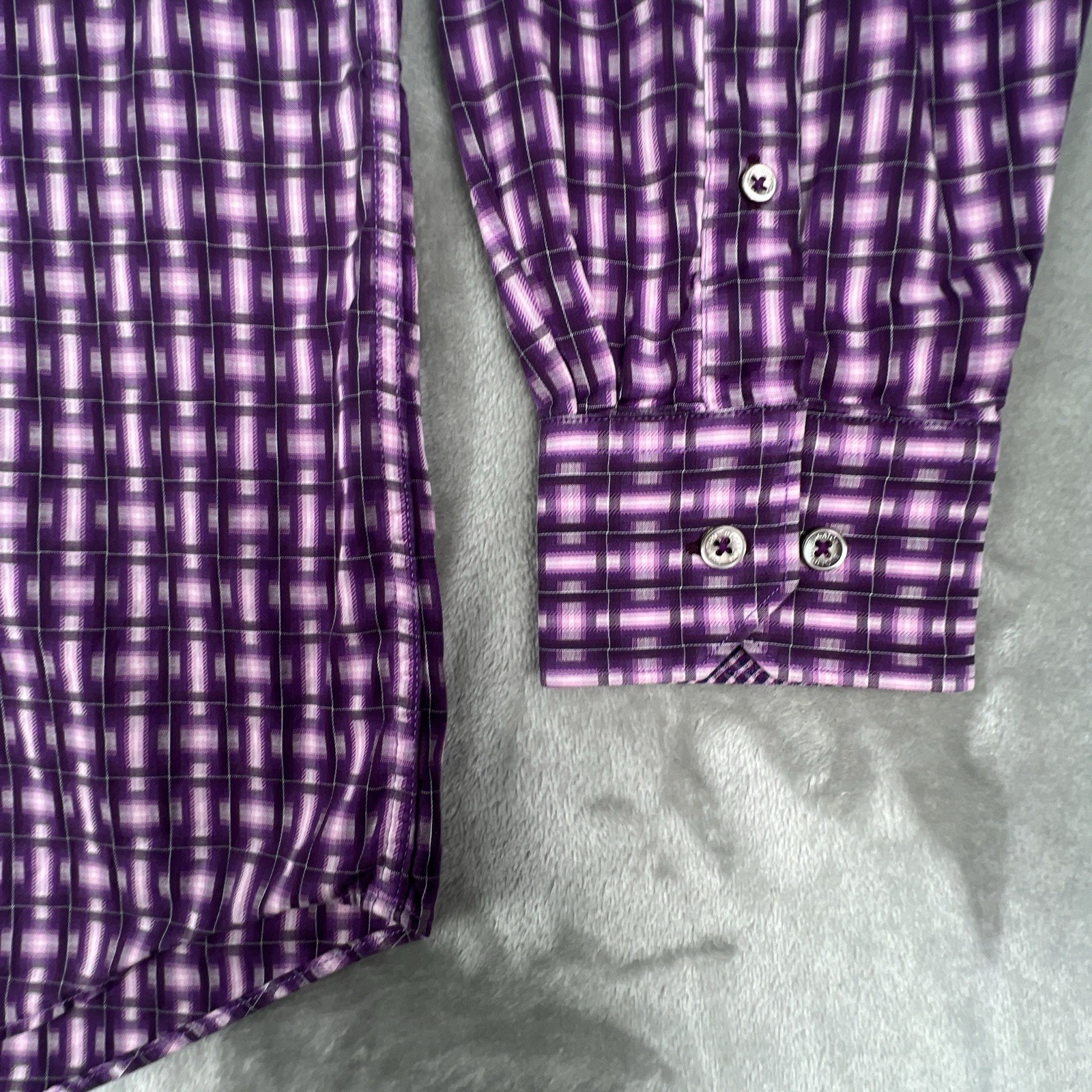 Bugatchi Shirt Mens Large Classic Fit Purple Pink Abstract Party Date Career